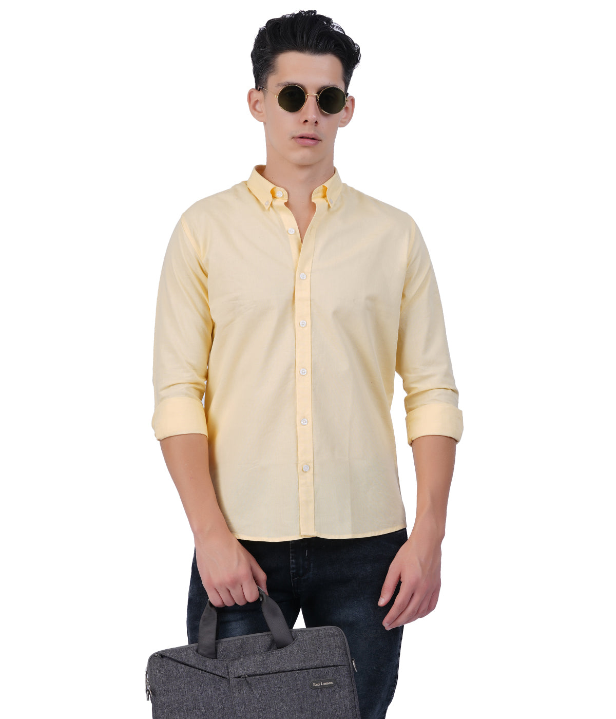 Men's Cream Yellow Shirt Full Sleeve