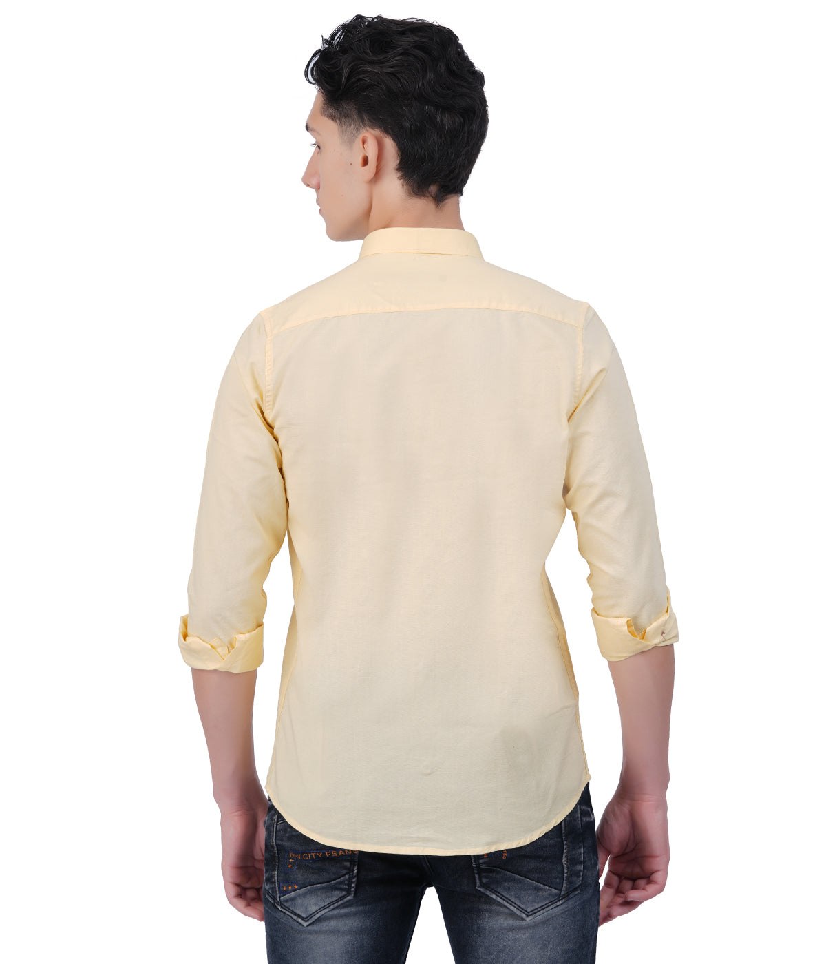 Men's Cream Yellow Shirt Full Sleeve