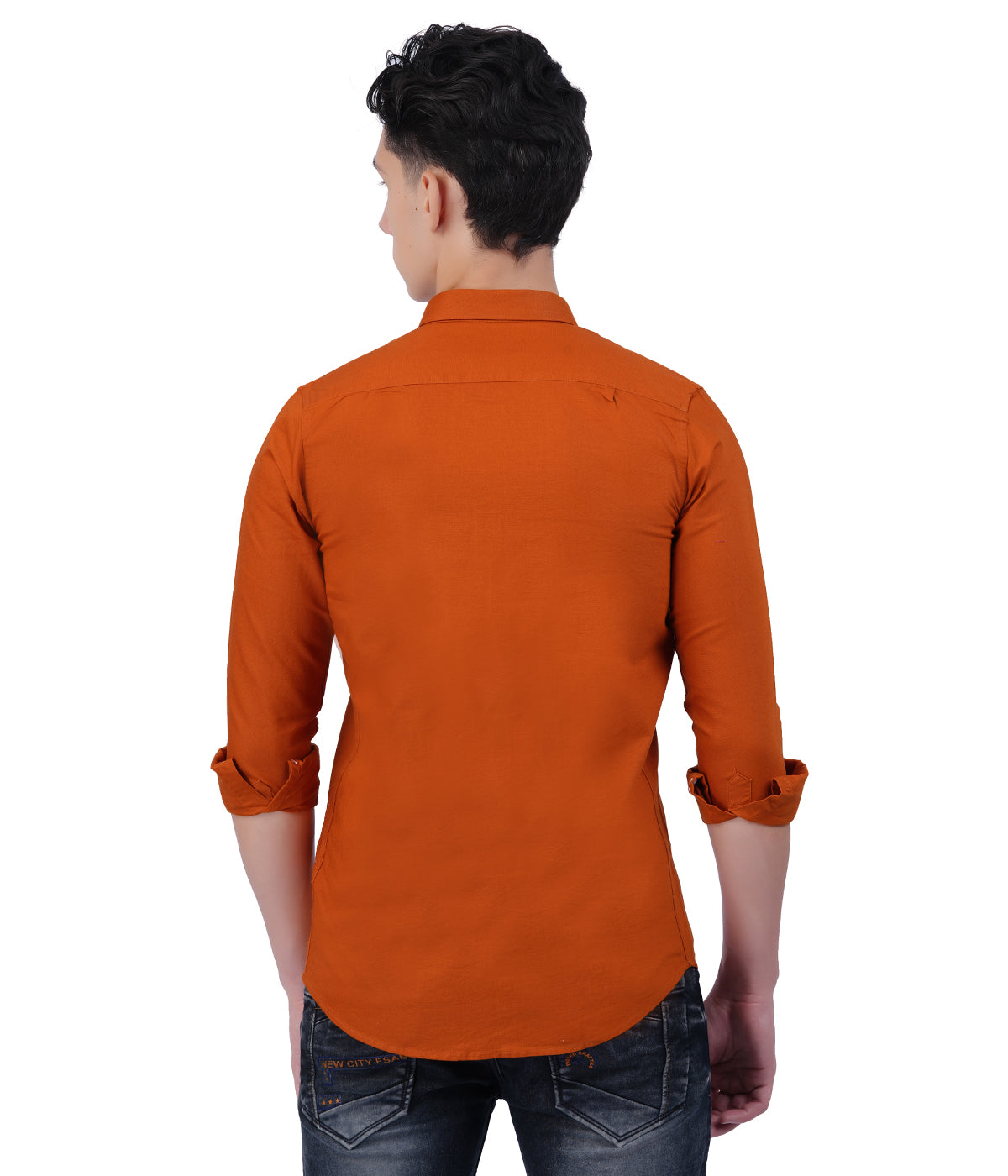 Men's Orange Burnt Button-Down Shirt
