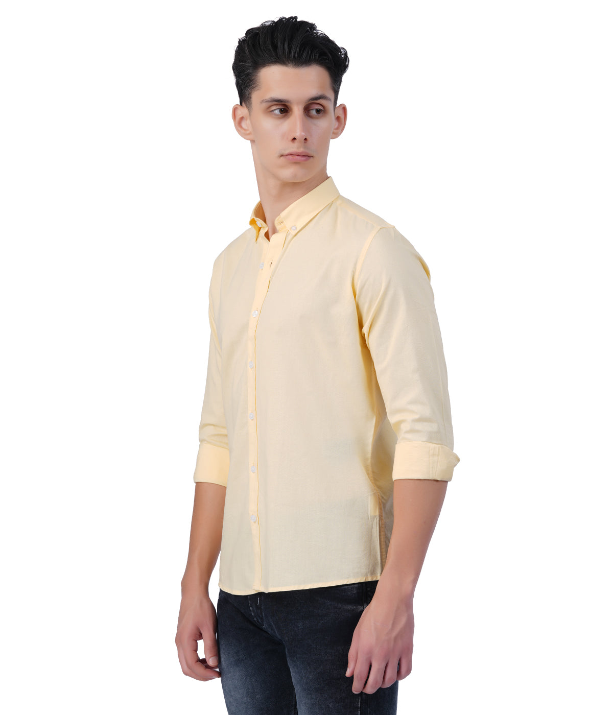 Men's Cream Yellow Shirt Full Sleeve