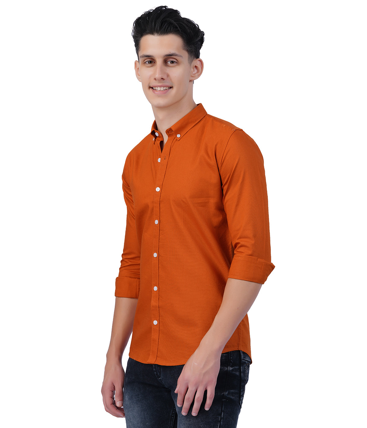 Men's Orange Burnt Button-Down Shirt