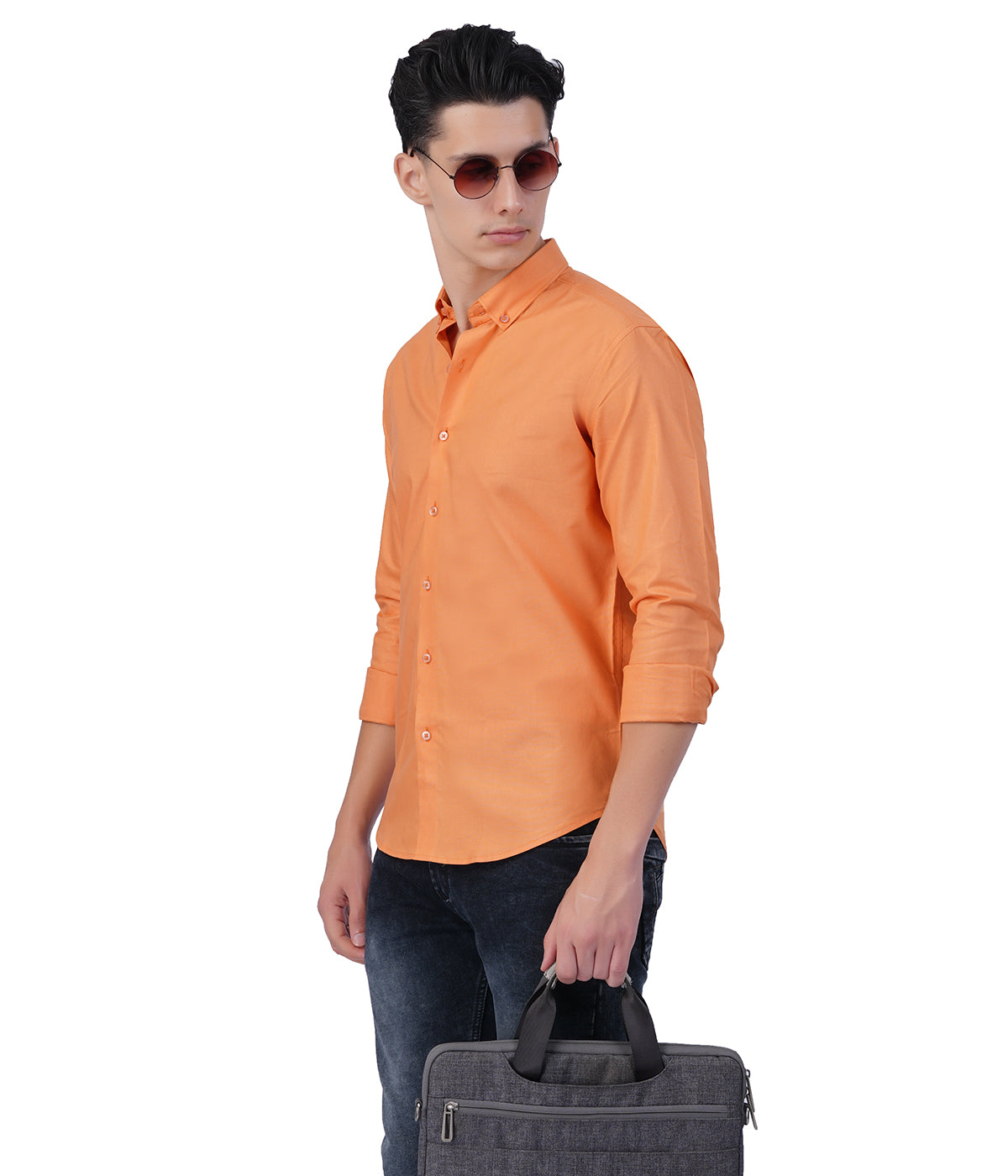 Men's Peach Orange Shirt Full Sleeve