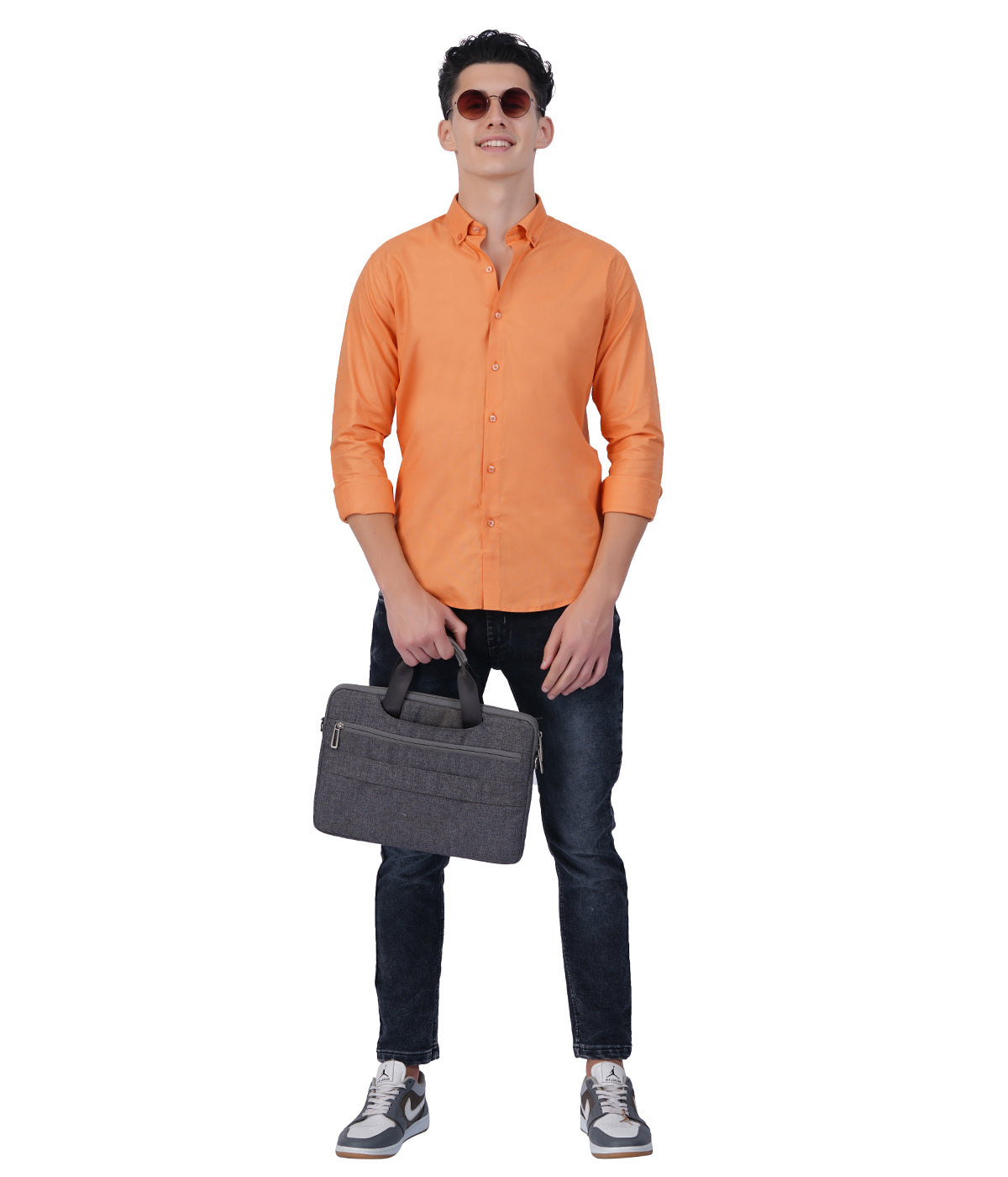 Men's Peach Orange Shirt Full Sleeve