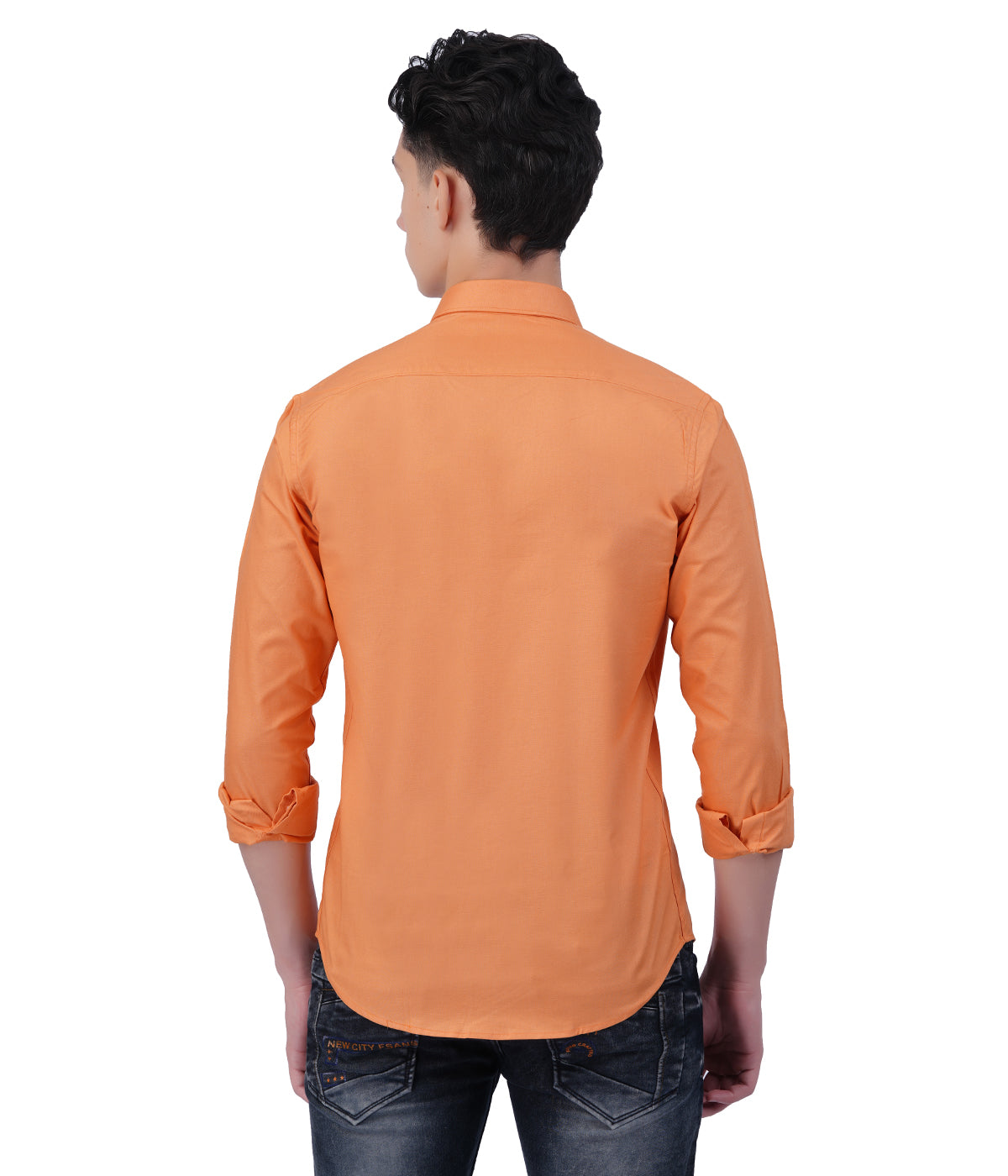 Men's Peach Orange Shirt Full Sleeve