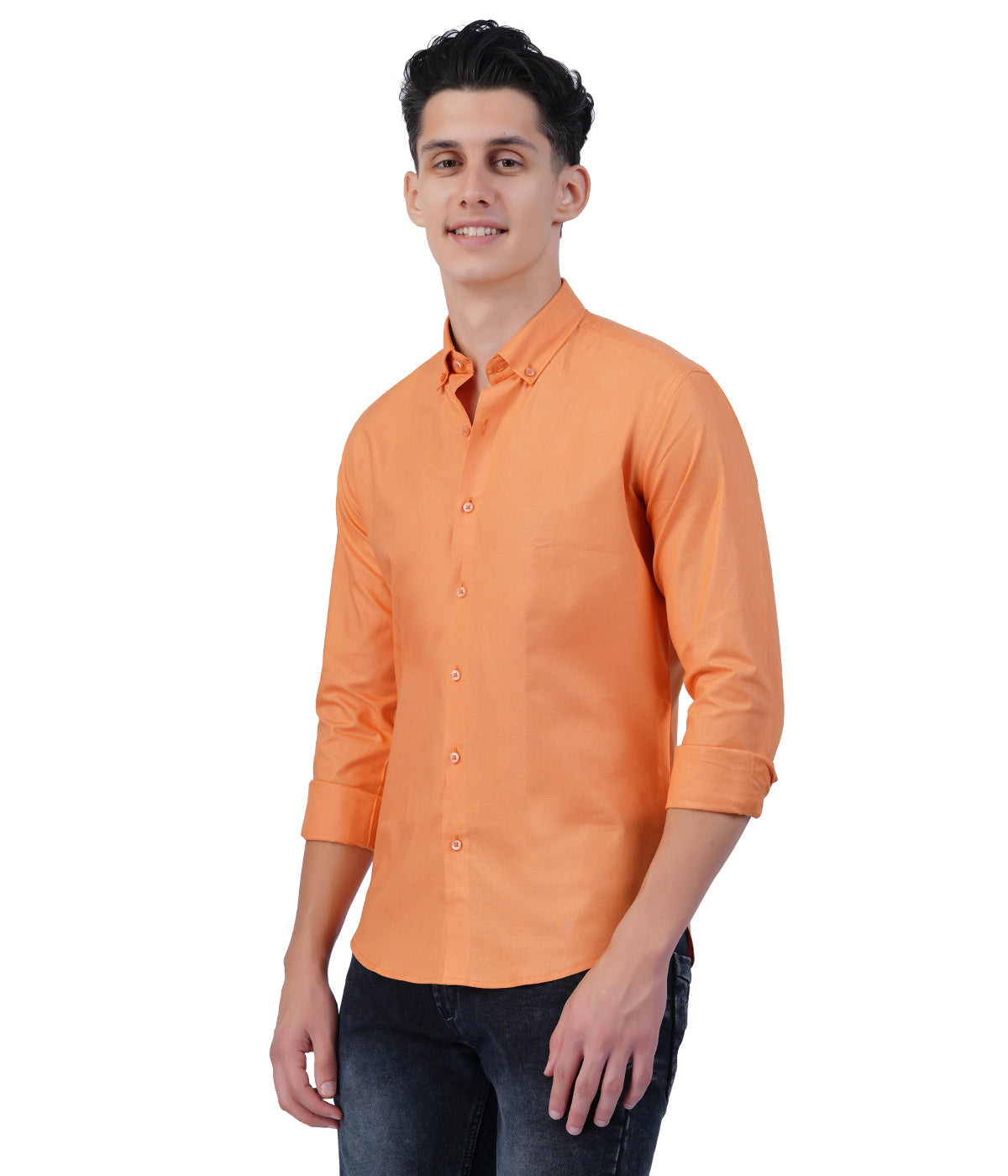 Men's Peach Orange Shirt Full Sleeve