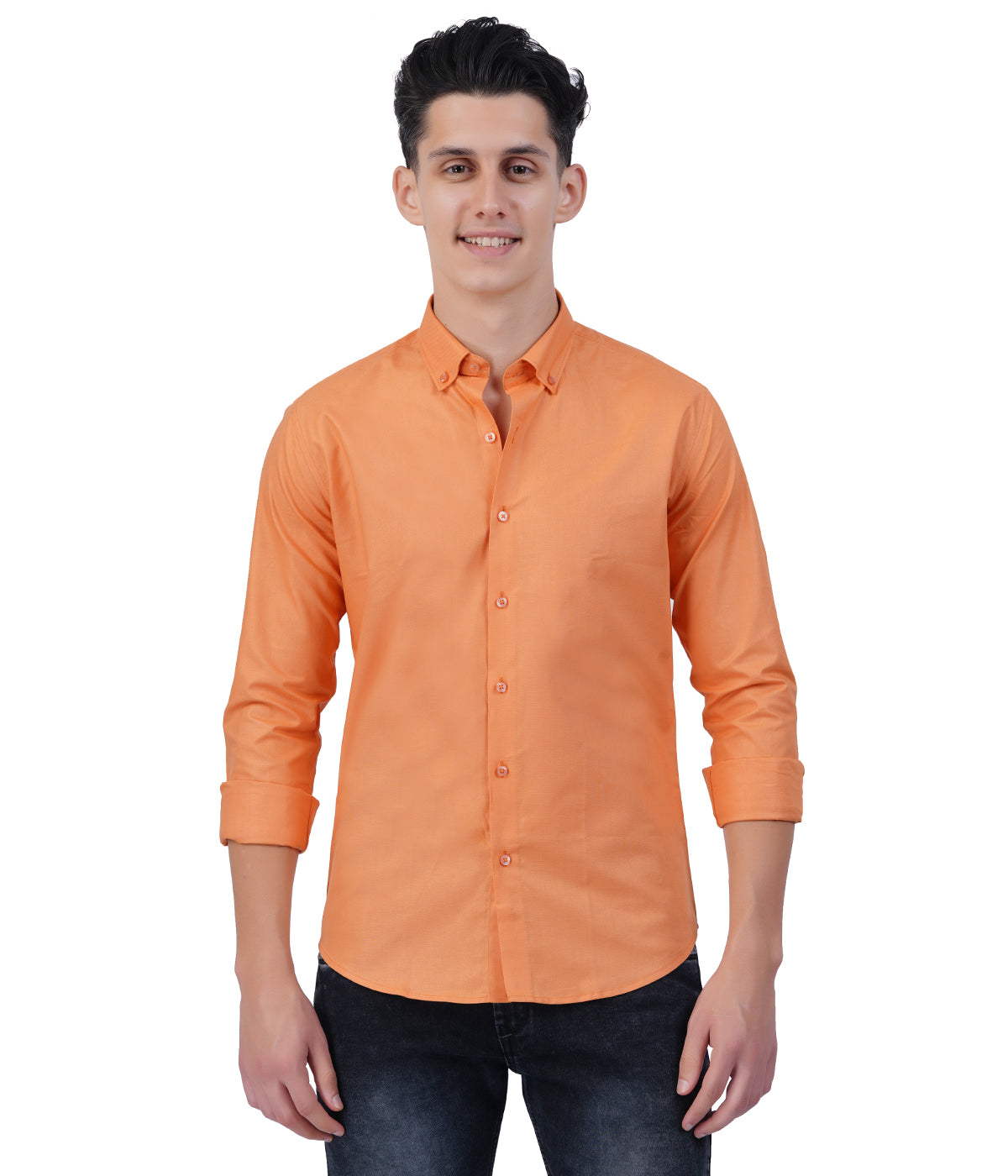 Men's Peach Orange Shirt Full Sleeve