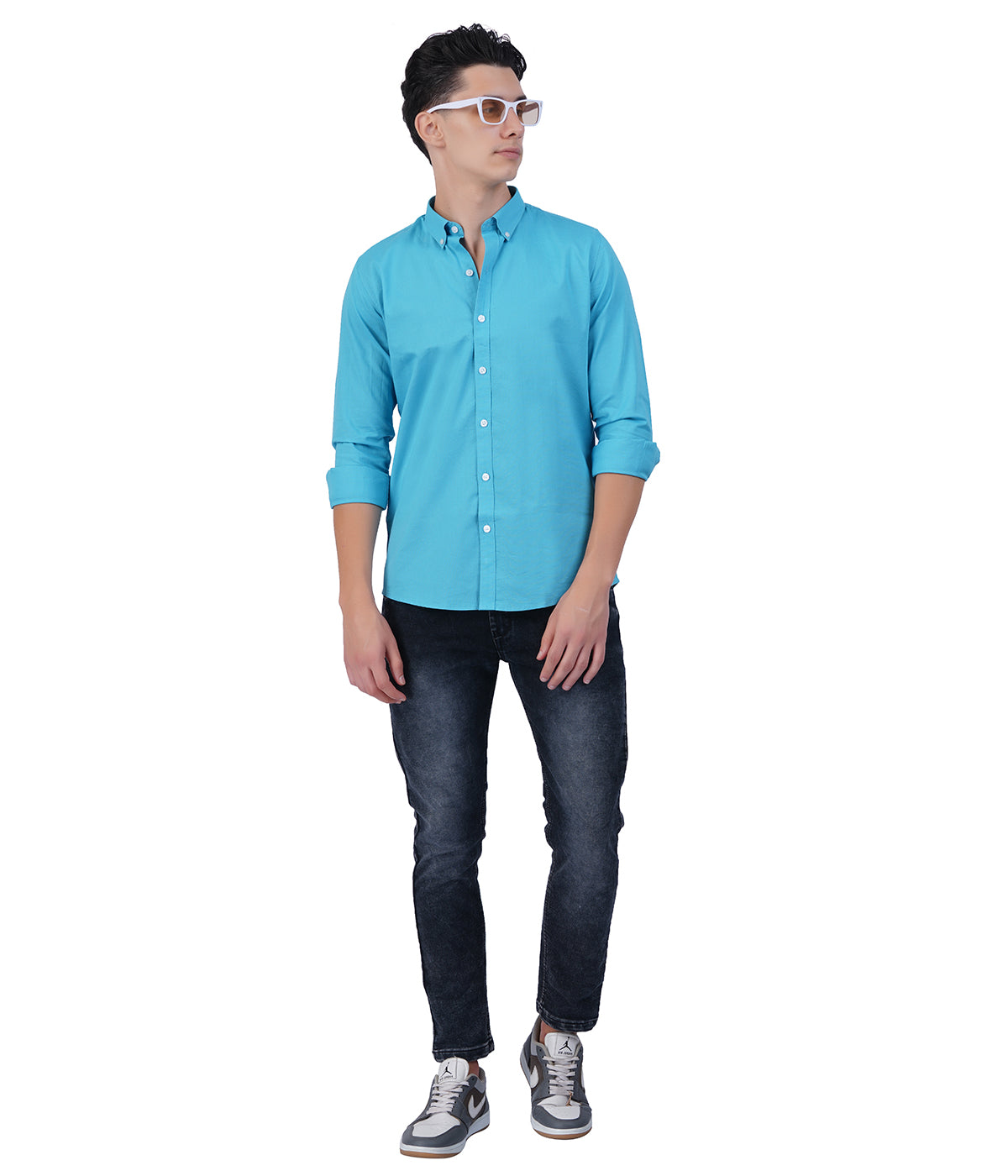 Men's Turquoise Blue Shirt Full Sleeve
