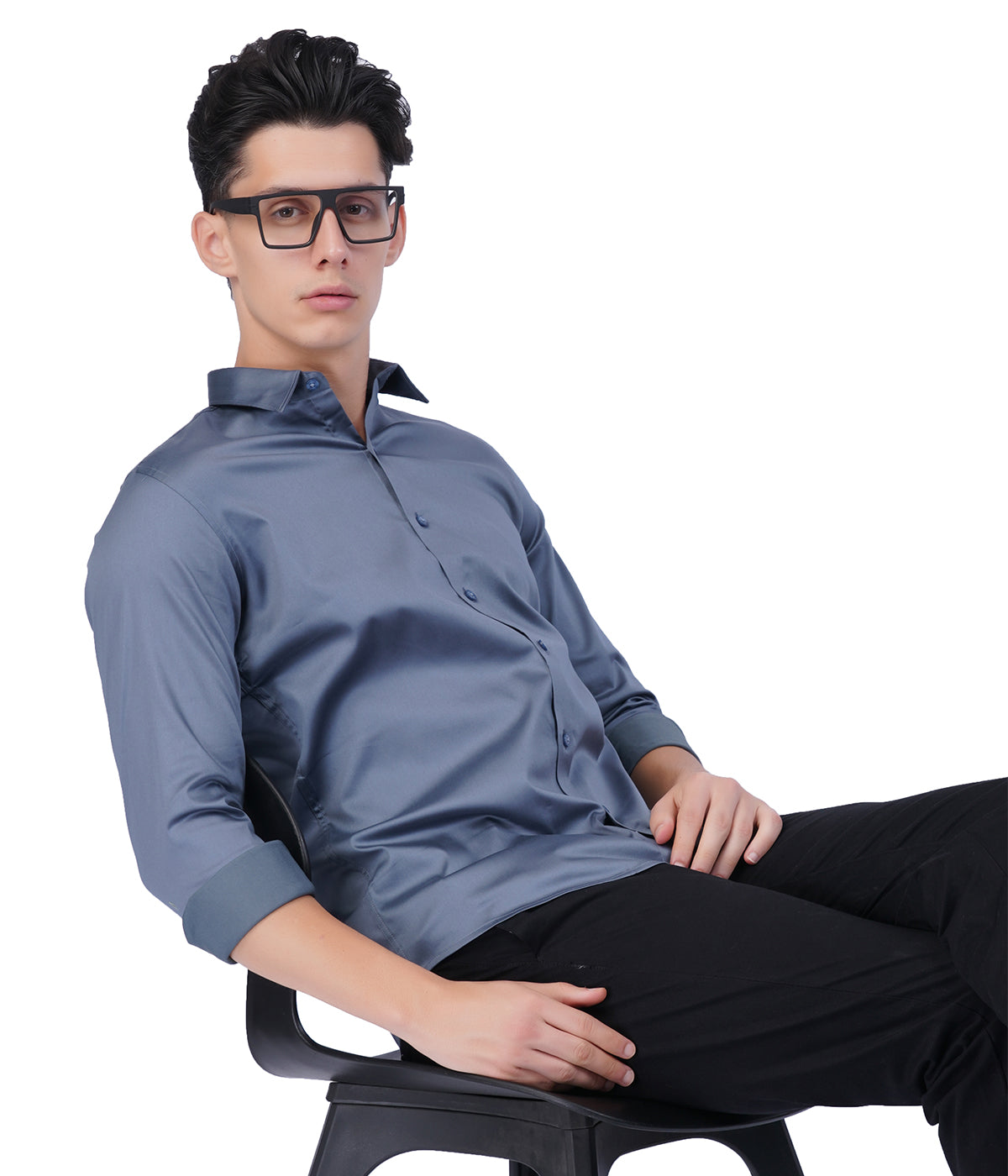 Men's Slate Blue Shirt with Full Sleeves