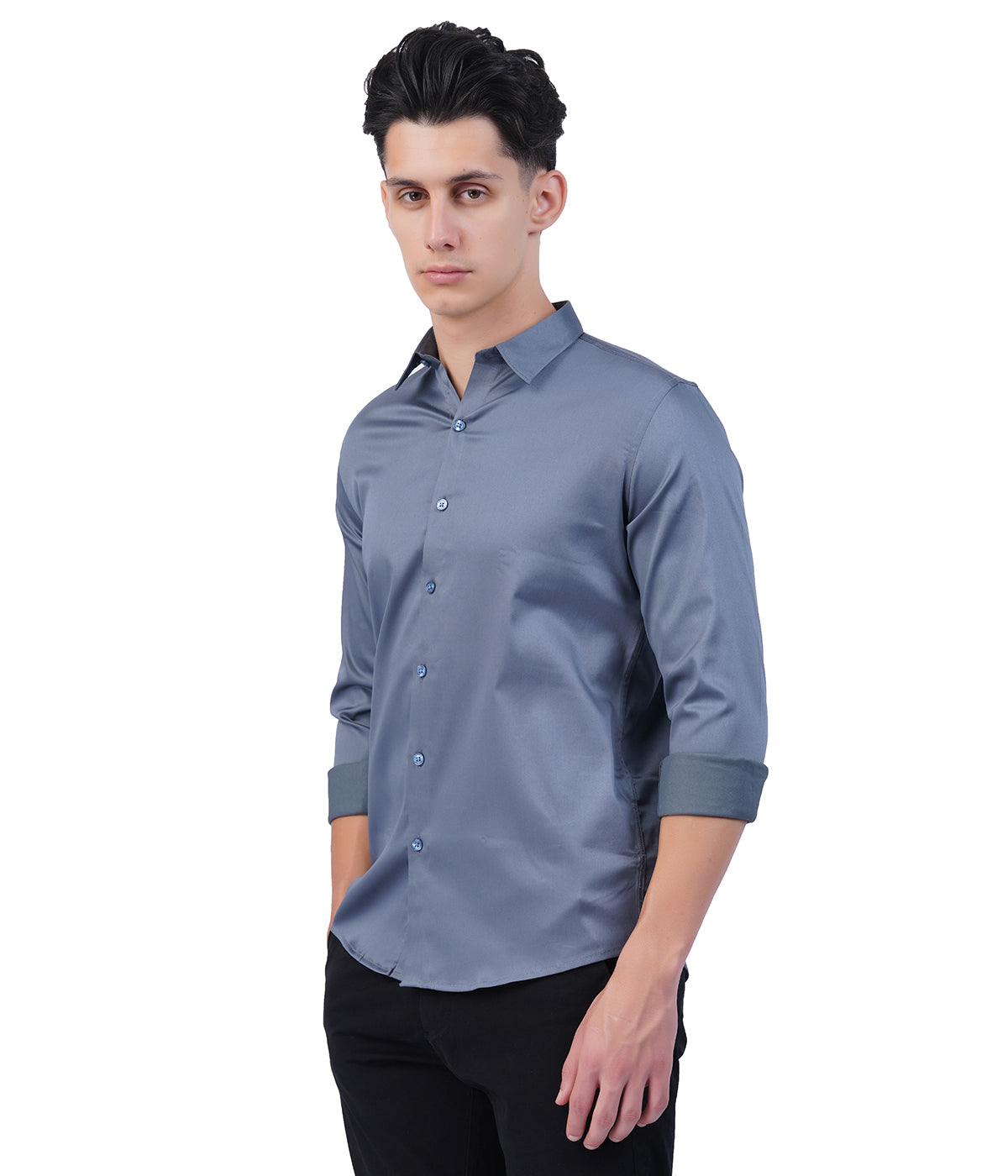 Men's Slate Blue Shirt with Full Sleeves