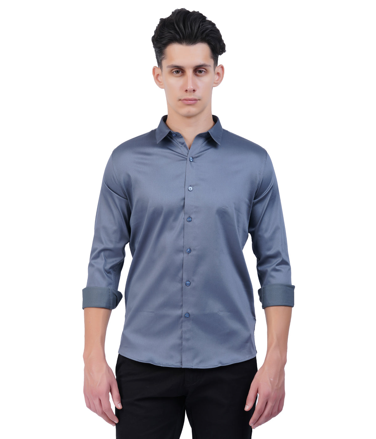 Men's Slate Blue Shirt with Full Sleeves