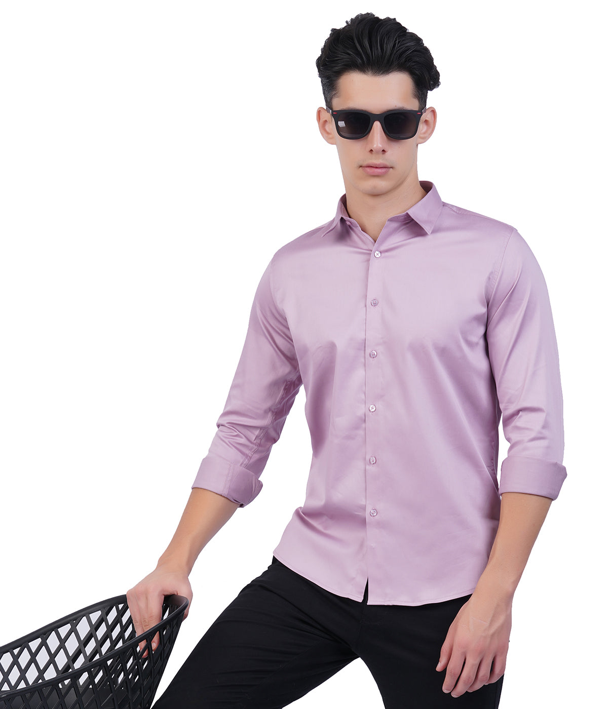 Men's Light Lavender Shirt with Full Sleeves