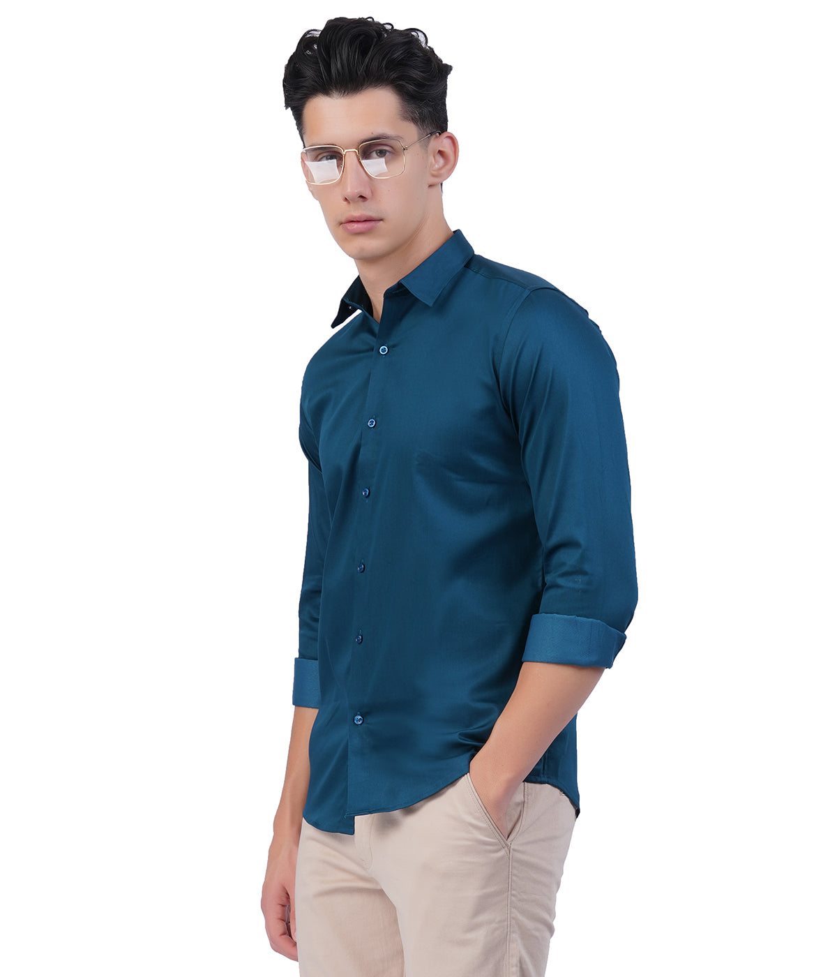 Men's Teal Blue Shirt with Full Sleeves