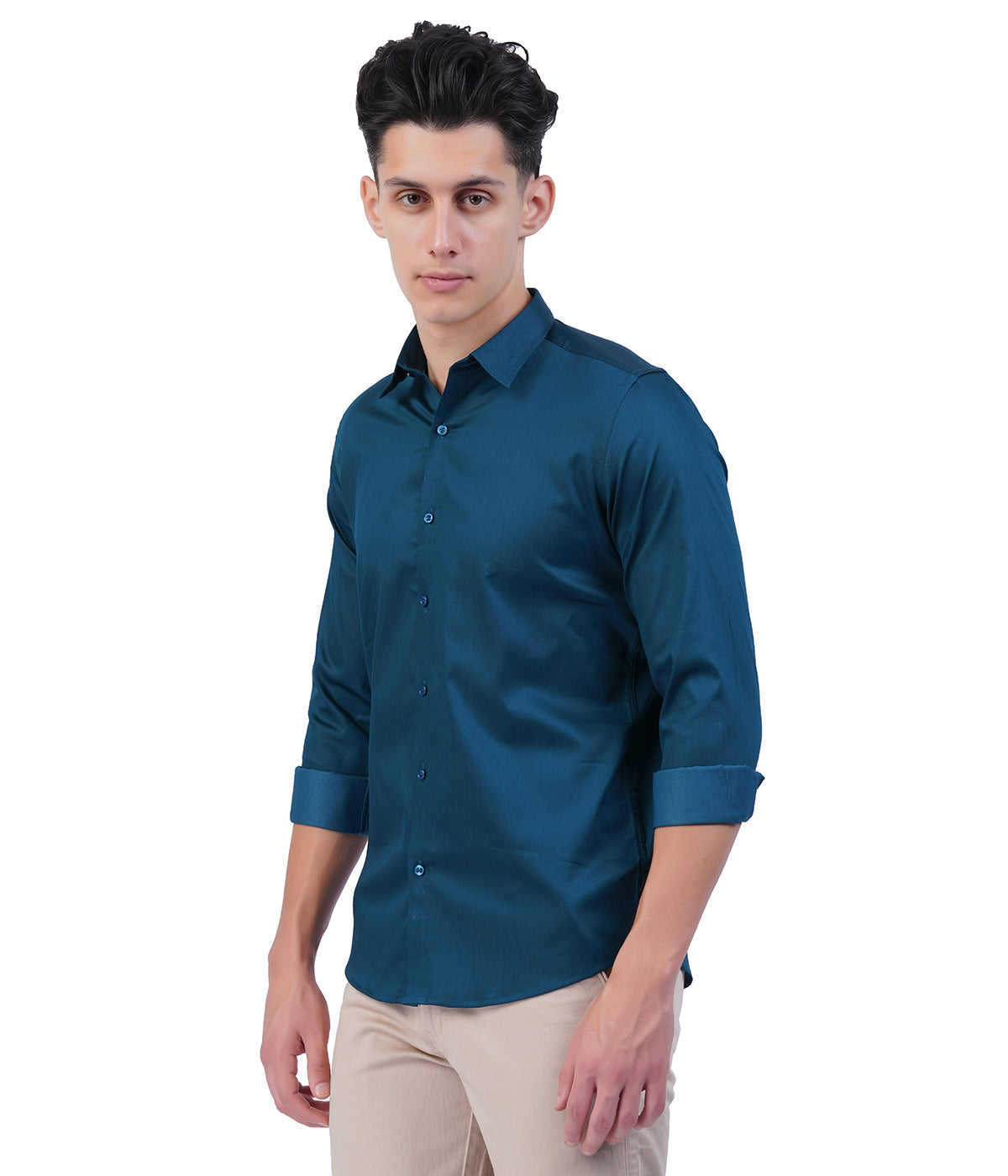 Men's Teal Blue Shirt with Full Sleeves