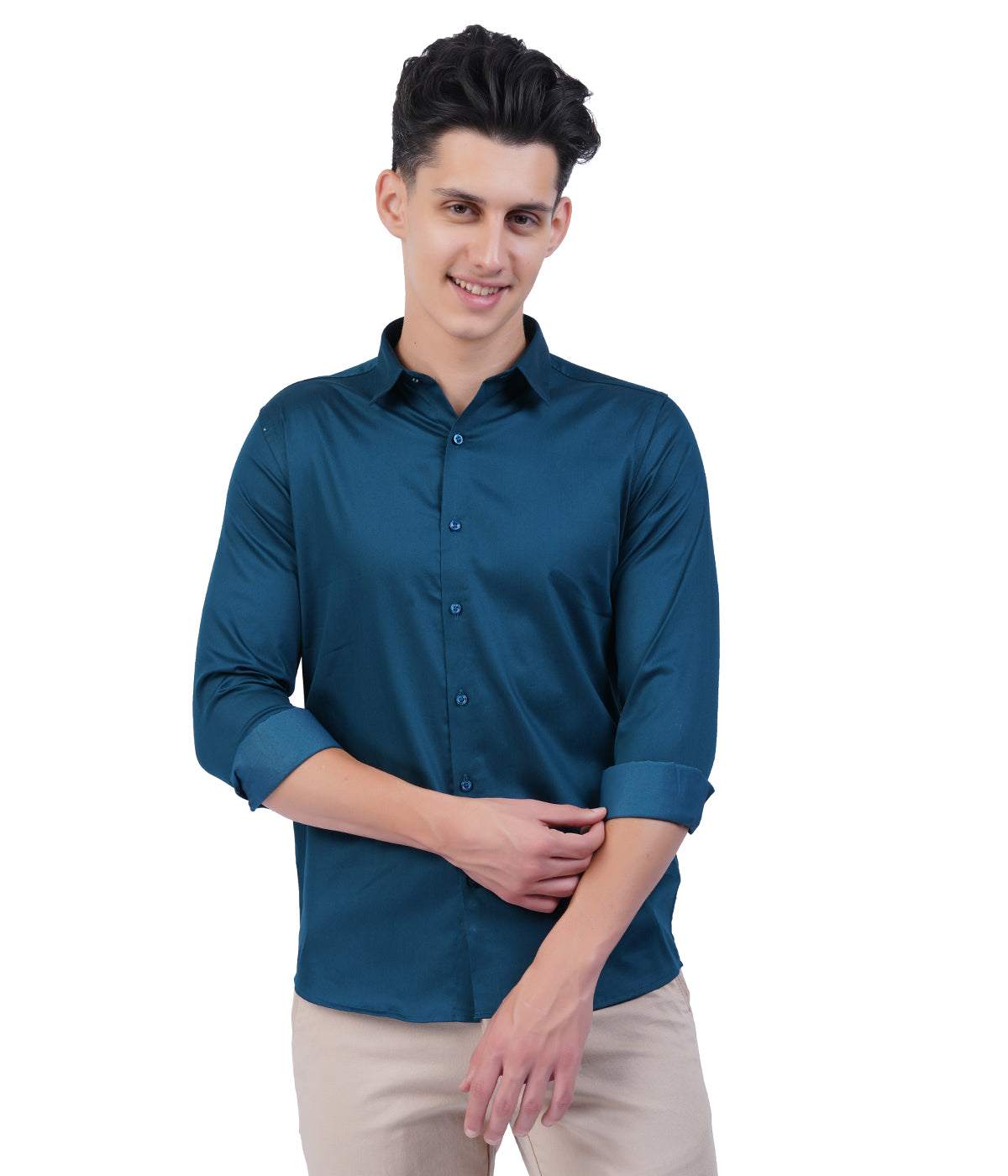 Men's Teal Blue Shirt with Full Sleeves