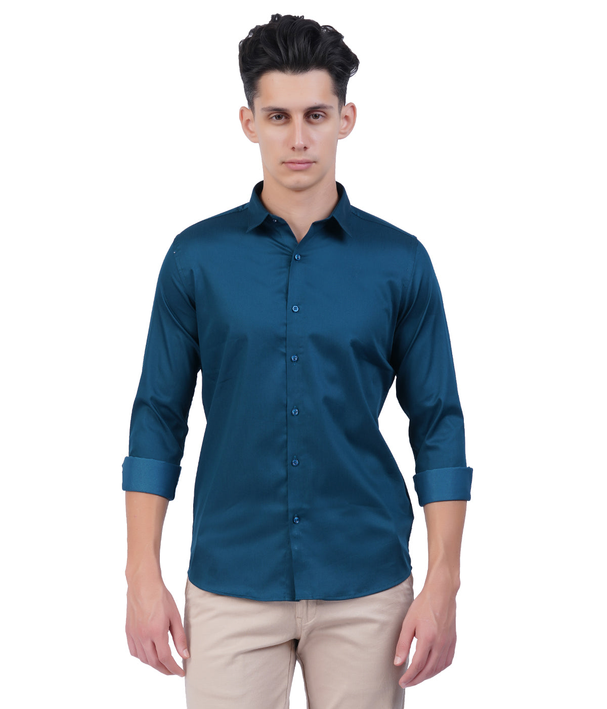 Men's Teal Blue Shirt with Full Sleeves