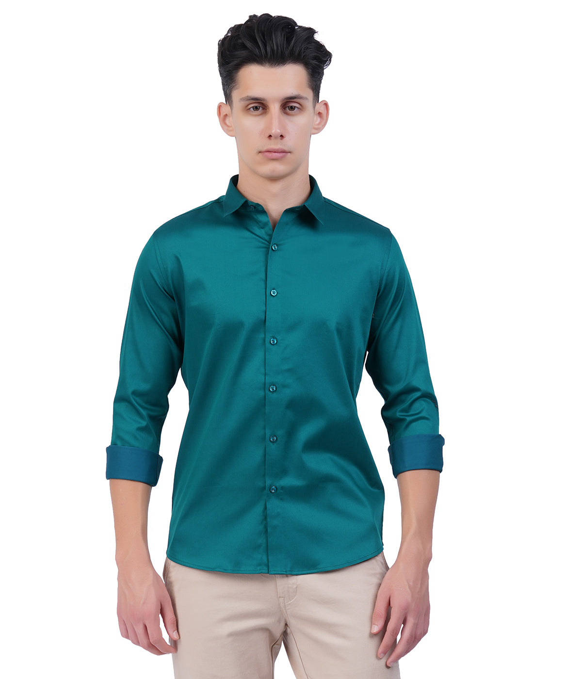 Men's Teal Shirt with Full Sleeves
