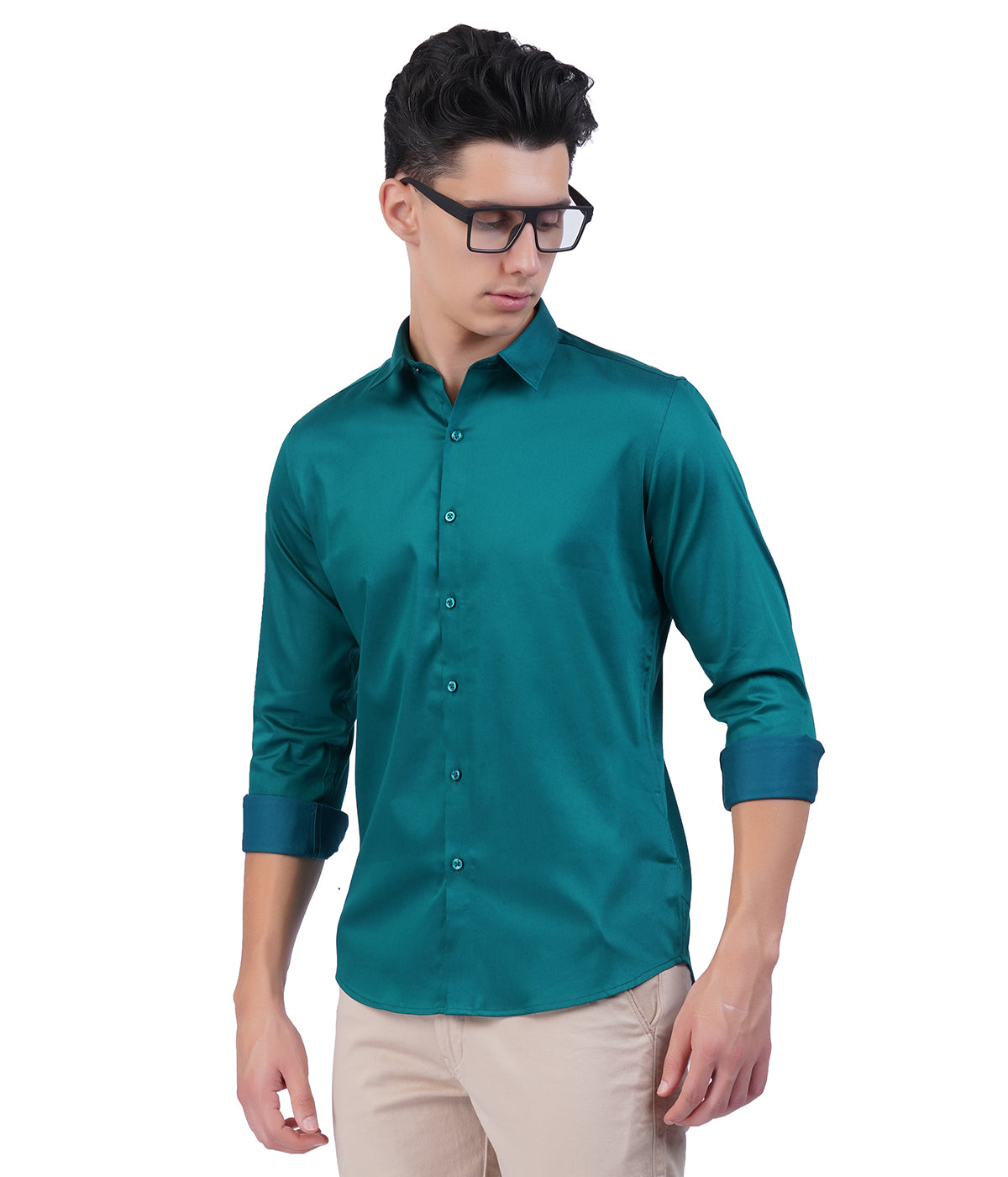 Men's Teal Shirt with Full Sleeves