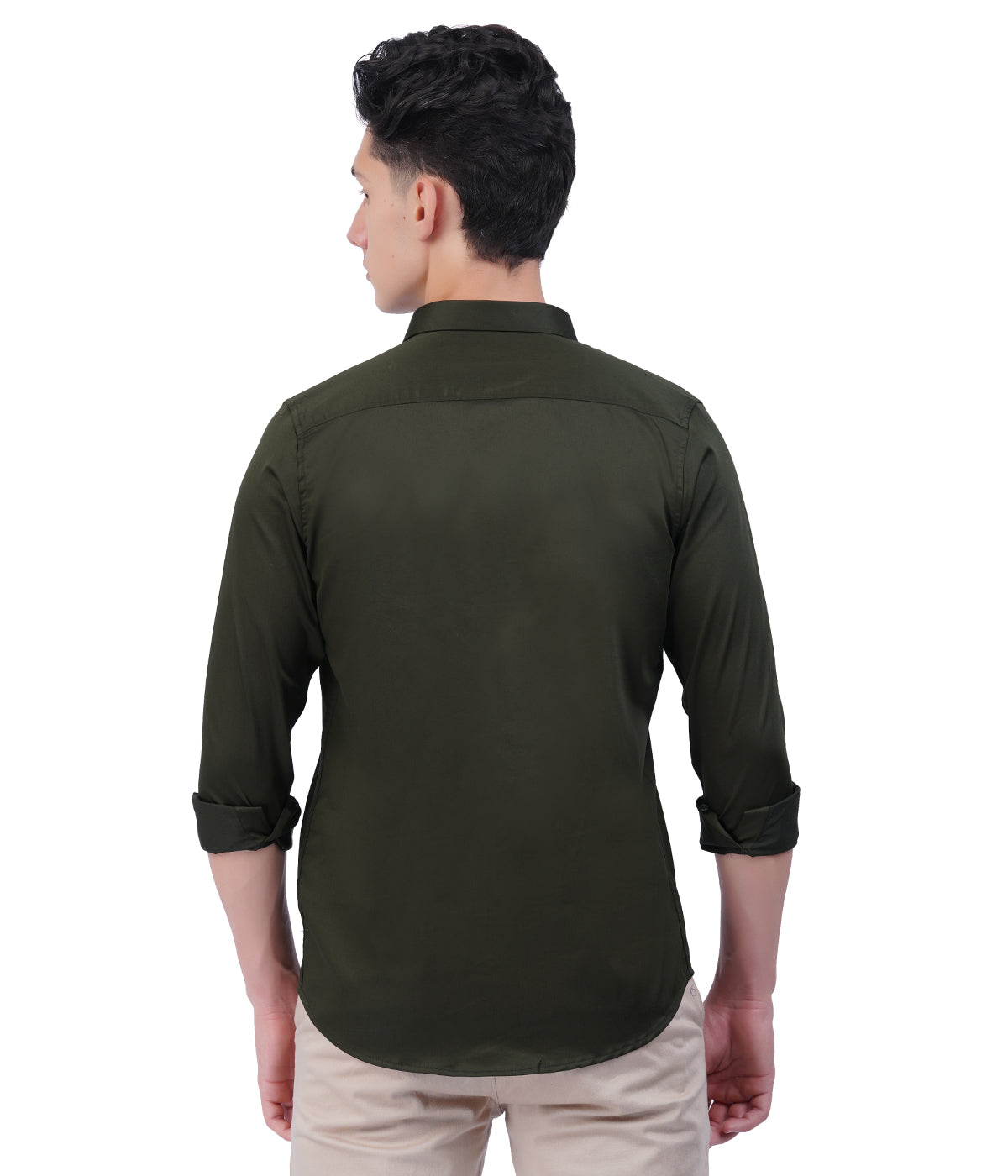 Men's Olive Green Shirt with Full Sleeves