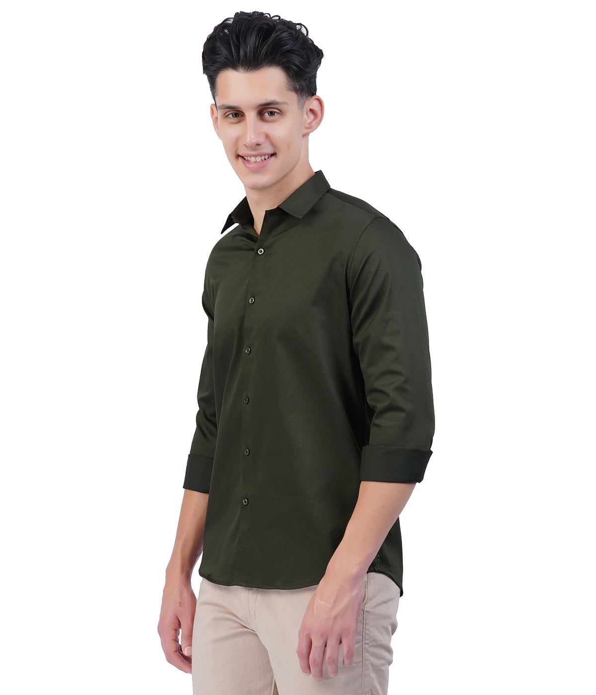 Men's Olive Green Shirt with Full Sleeves
