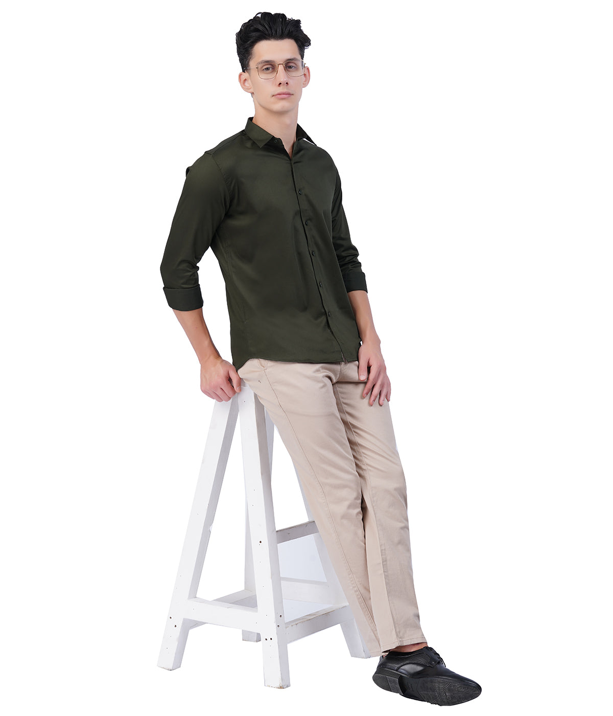 Men's Olive Green Shirt with Full Sleeves