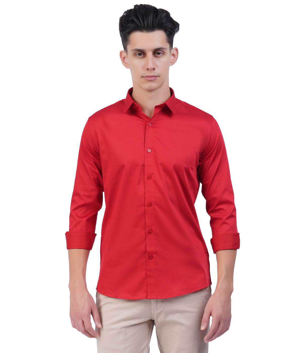 Men's Red Shirt with Full Sleeves