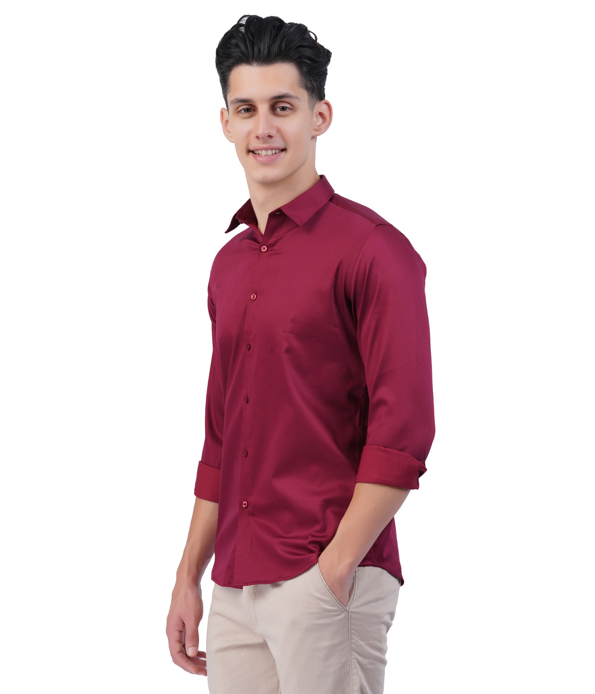 Men's Wine Shirt with Full Sleeves
