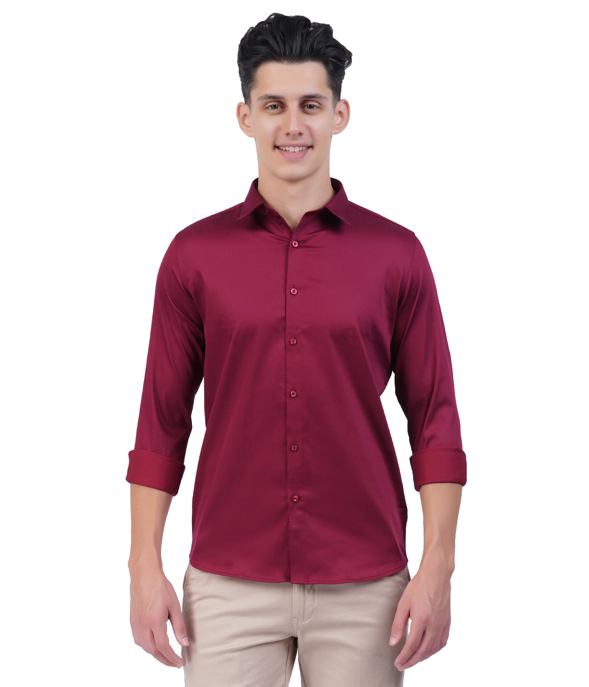 Men's Wine Shirt with Full Sleeves