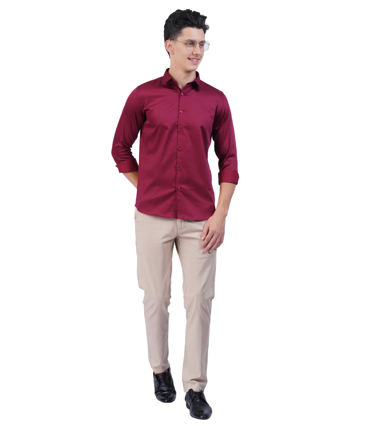 Men's Wine Shirt with Full Sleeves