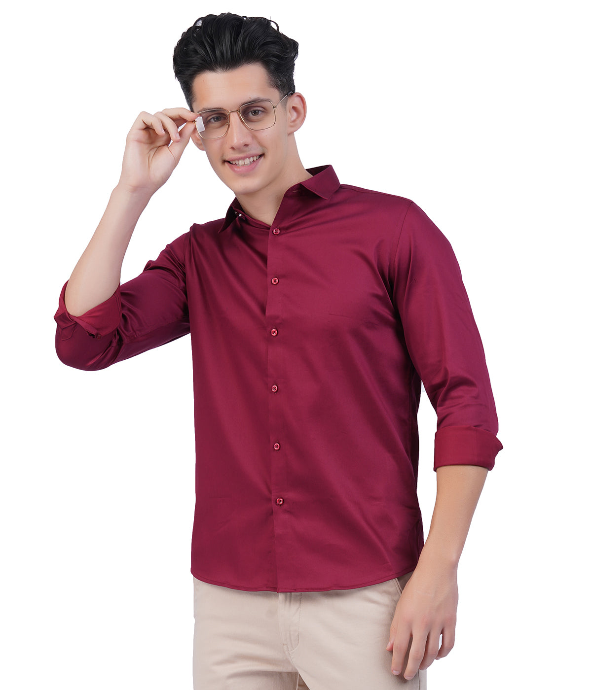 Men's Wine Shirt with Full Sleeves