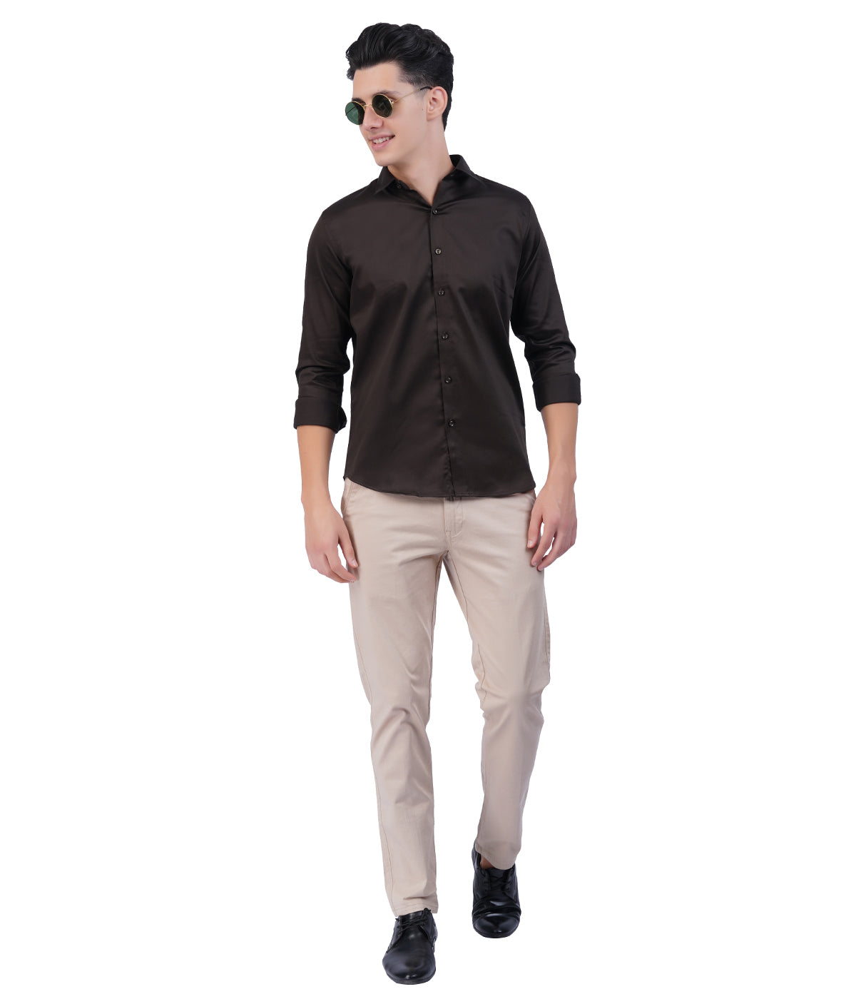 Men's dark brown Shirt with Full Sleeves