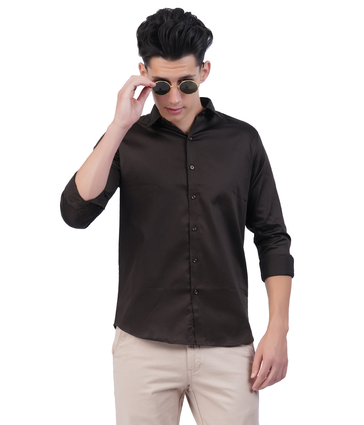 Men's dark brown Shirt with Full Sleeves