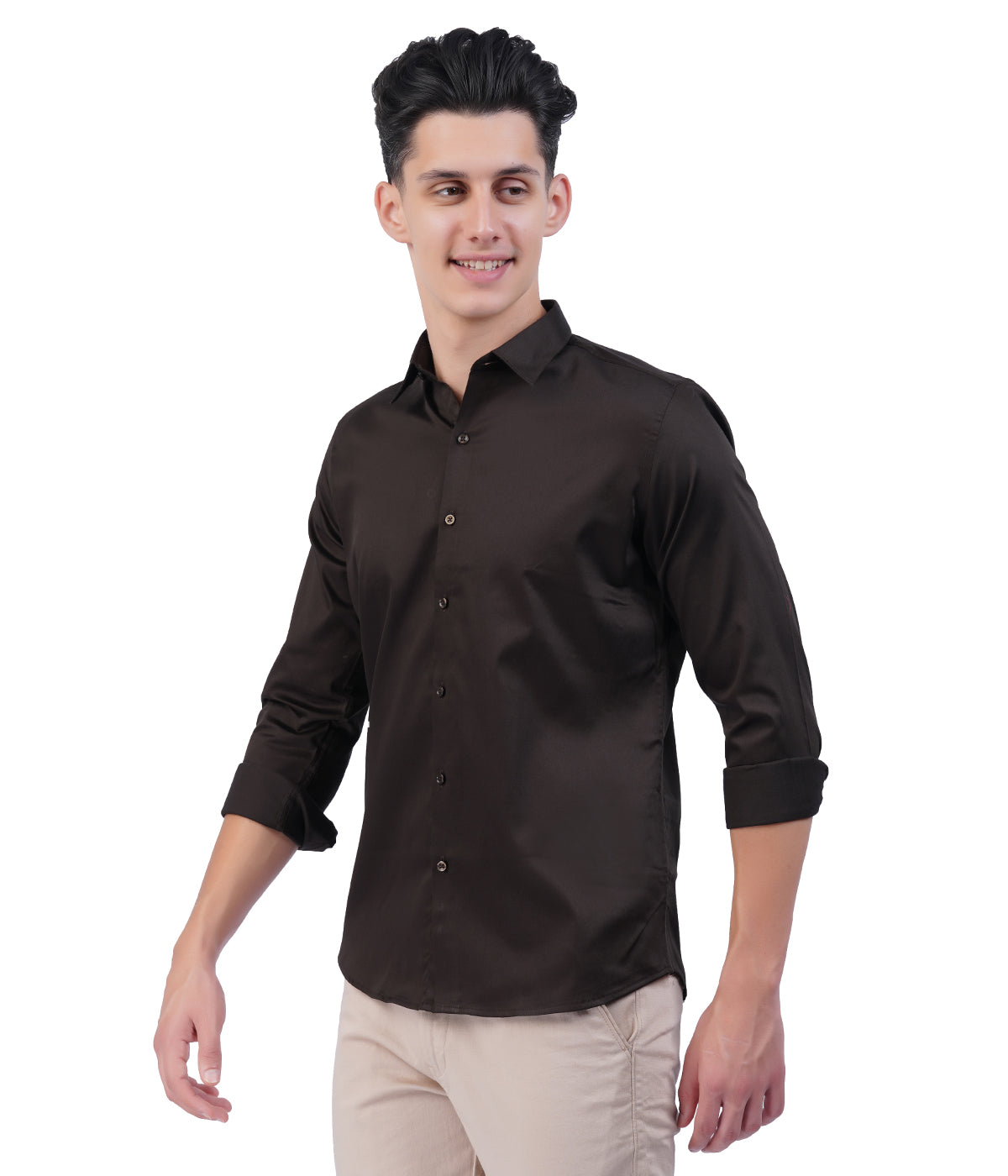 Men's dark brown Shirt with Full Sleeves