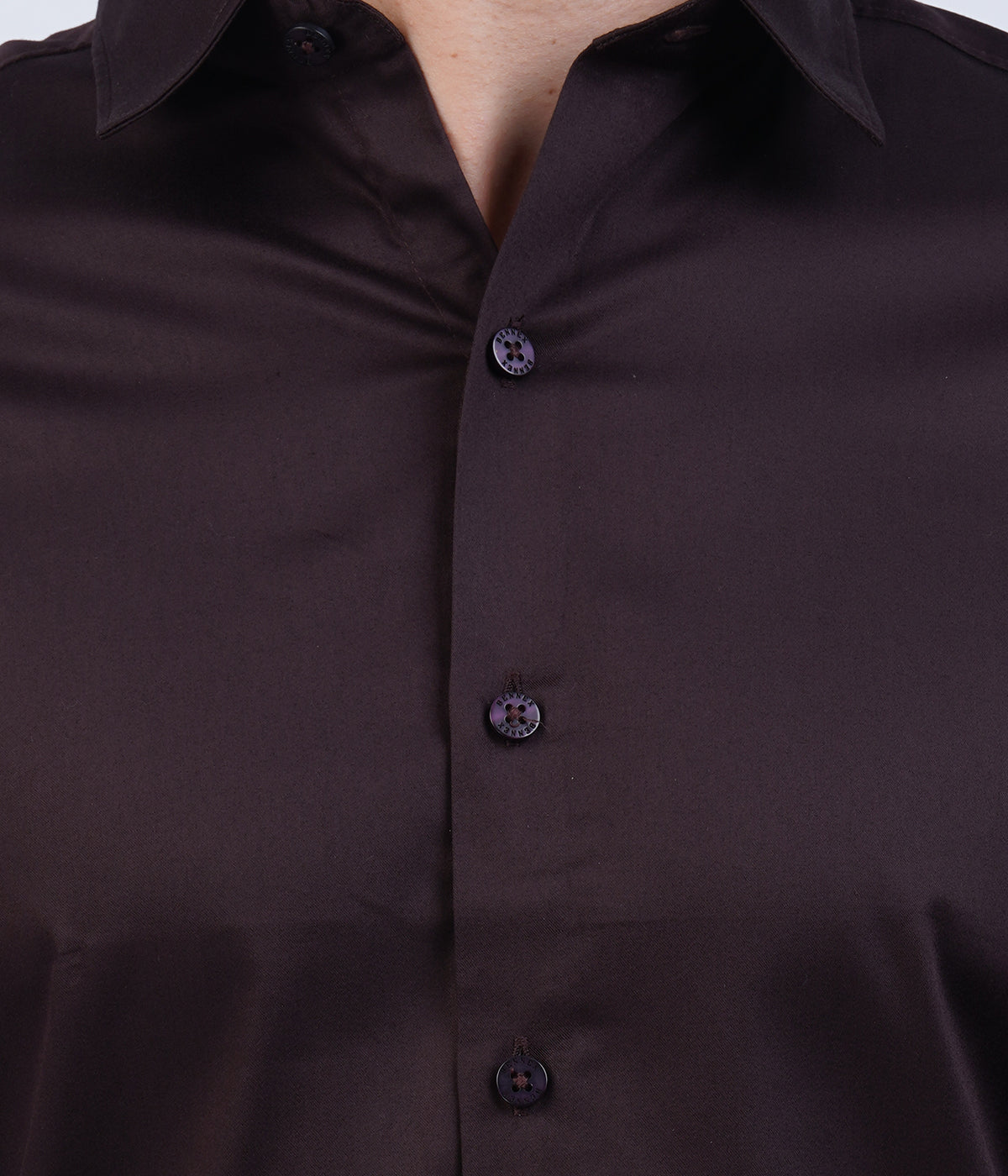 Men's Dark Brown Button-Down Shirt with Full Sleeves
