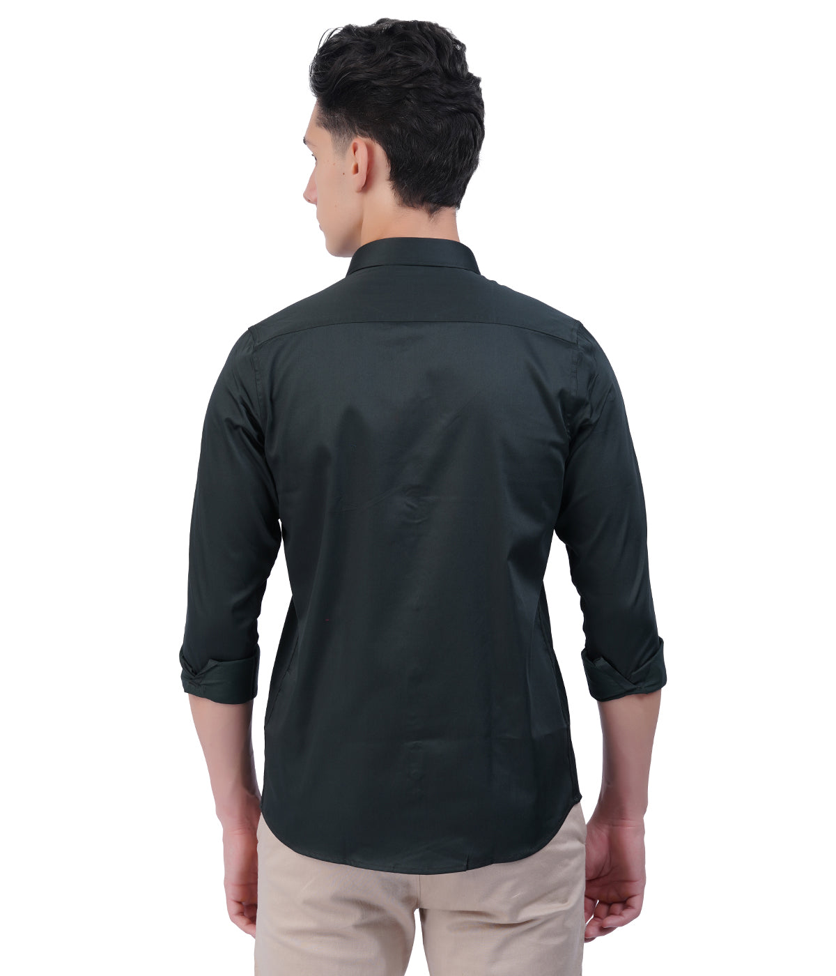Men's Dark Green Button-Down Shirt with Full Sleeves