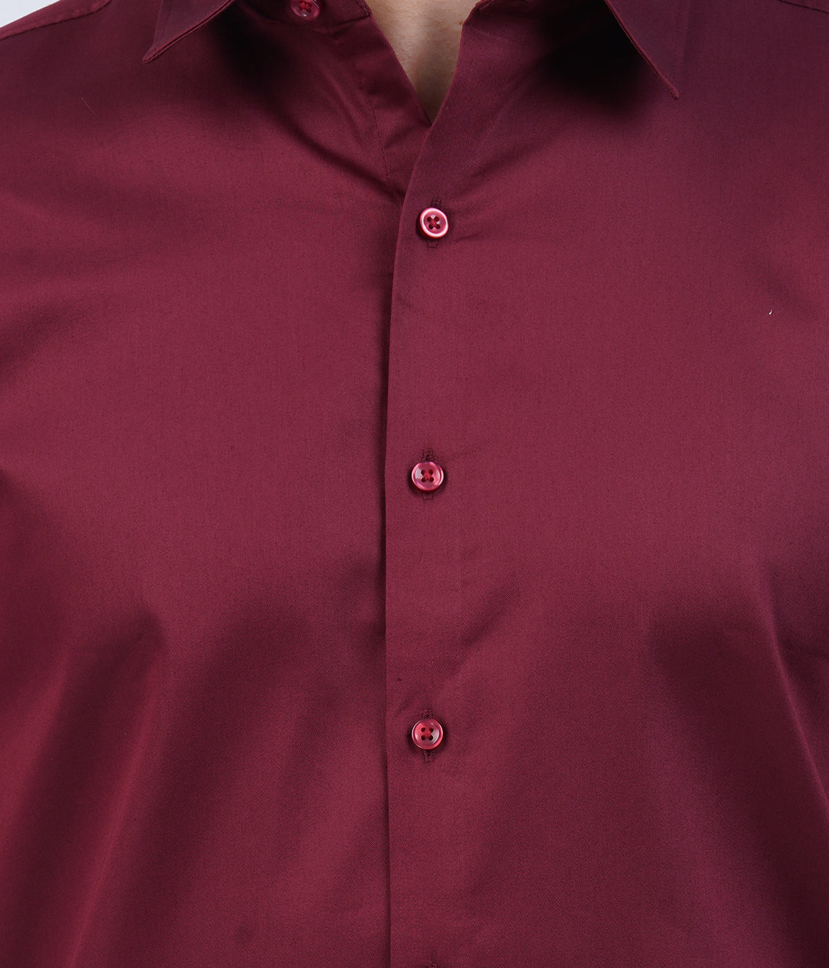 Men's Maroon Button-Down Shirt with Full Sleeves