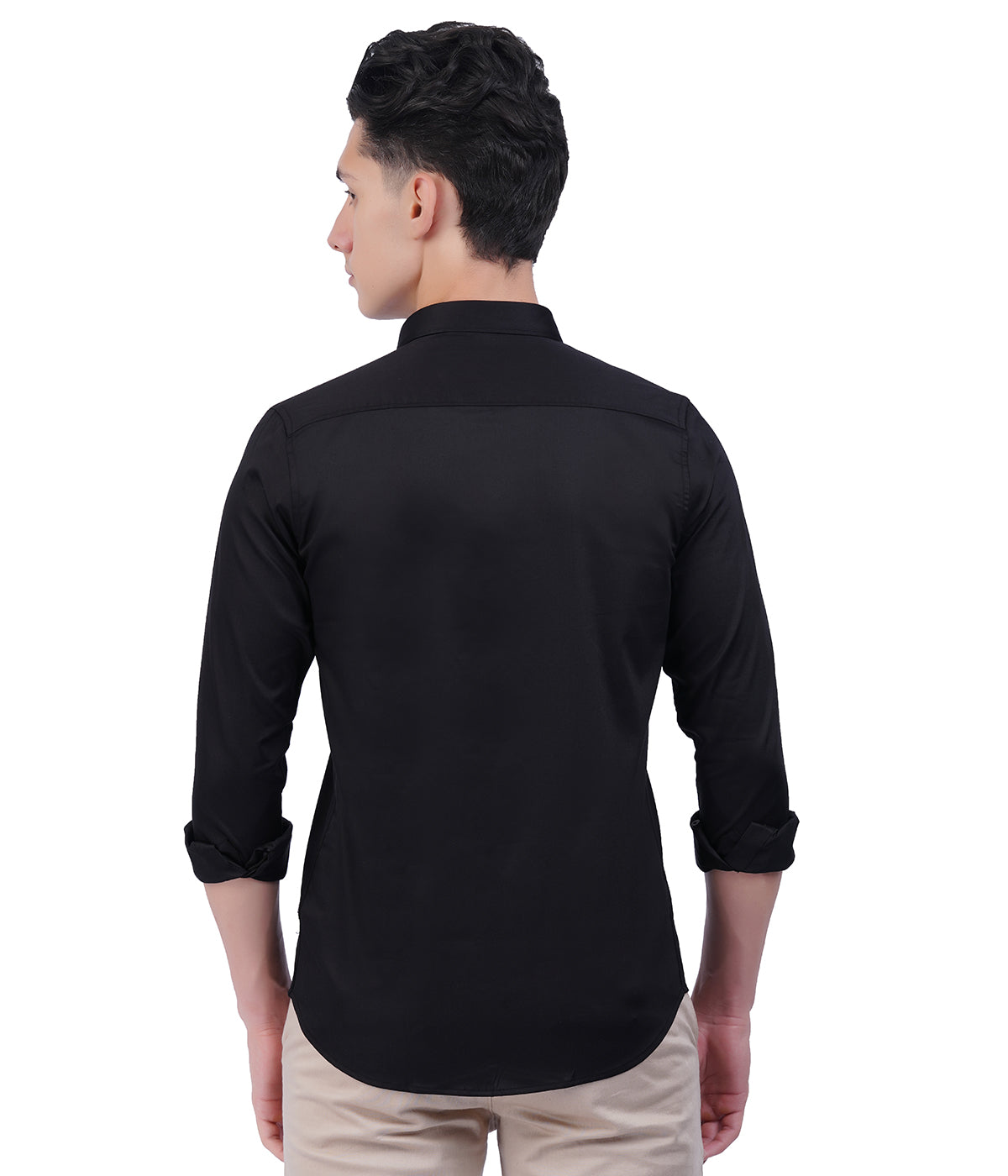 Men's Black Button-Down Shirt with Full Sleeves