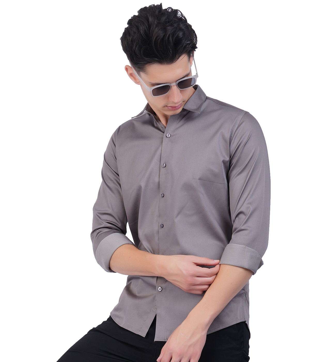 Men's Grey Shirt with Full Sleeves