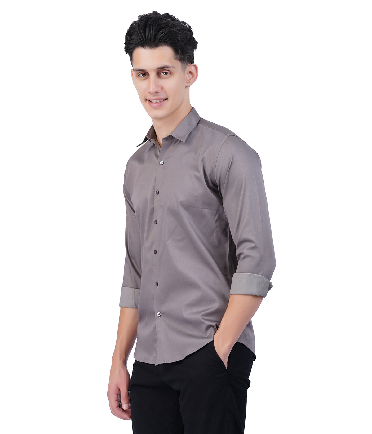 Men's Grey Shirt with Full Sleeves