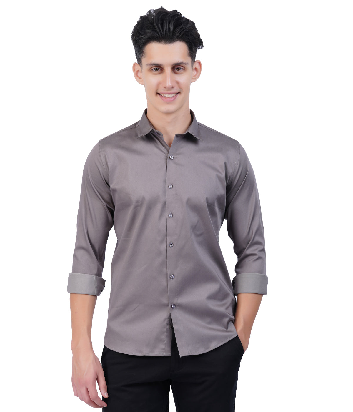 Men's Grey Shirt with Full Sleeves