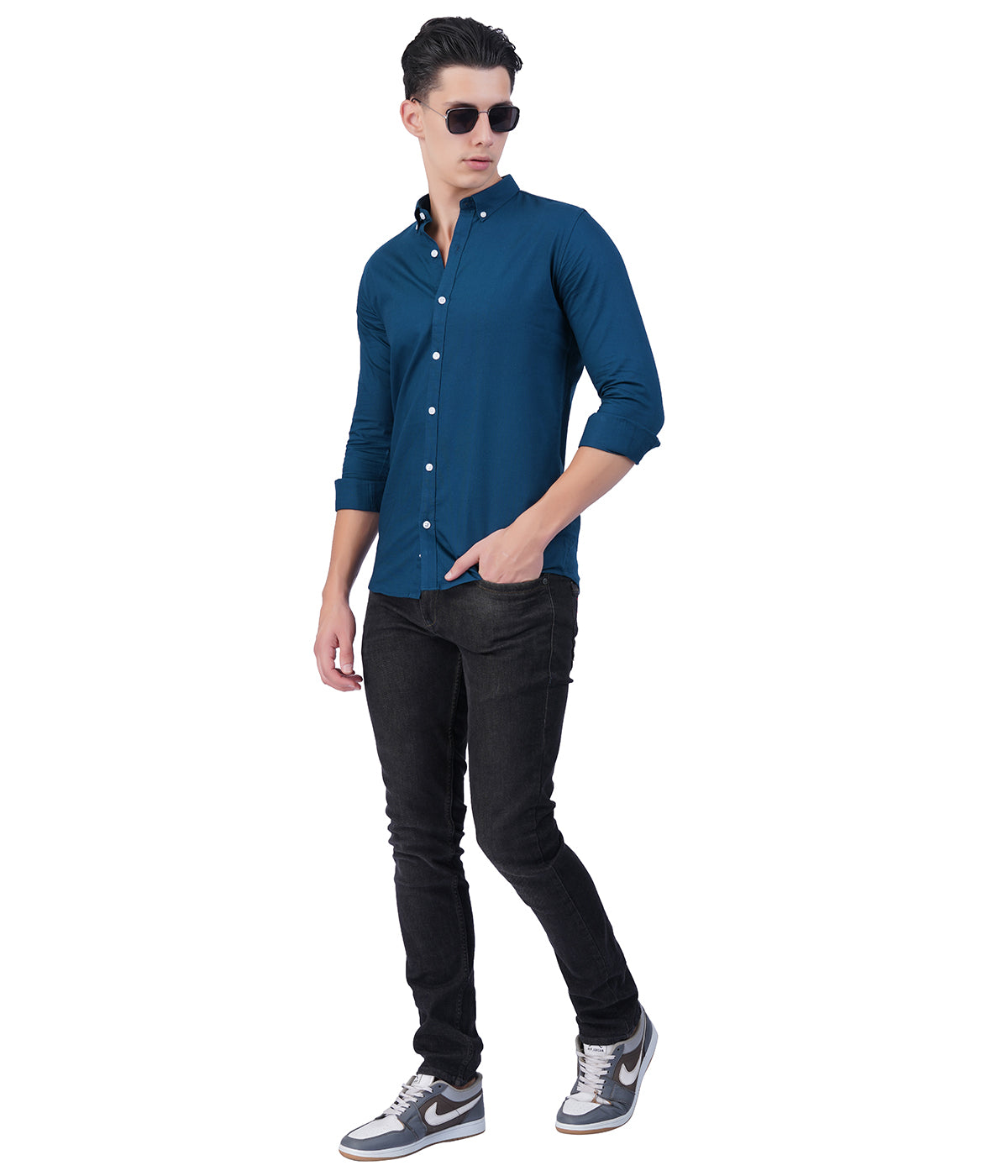 Men's Teal Blue Shirt – Full Sleeve Casual Shirt