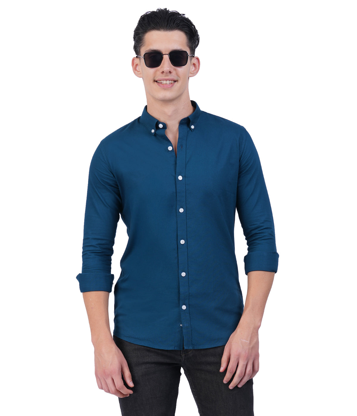 Men's Teal Blue Shirt – Full Sleeve Casual Shirt