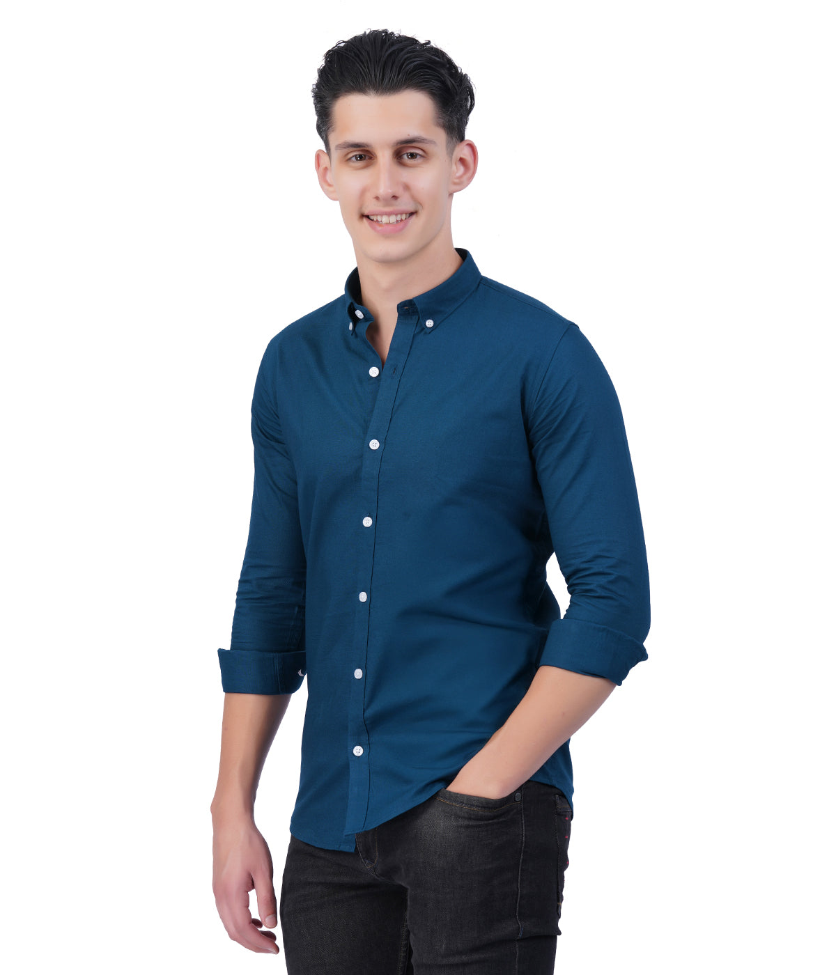 Men's Teal Blue Shirt – Full Sleeve Casual Shirt