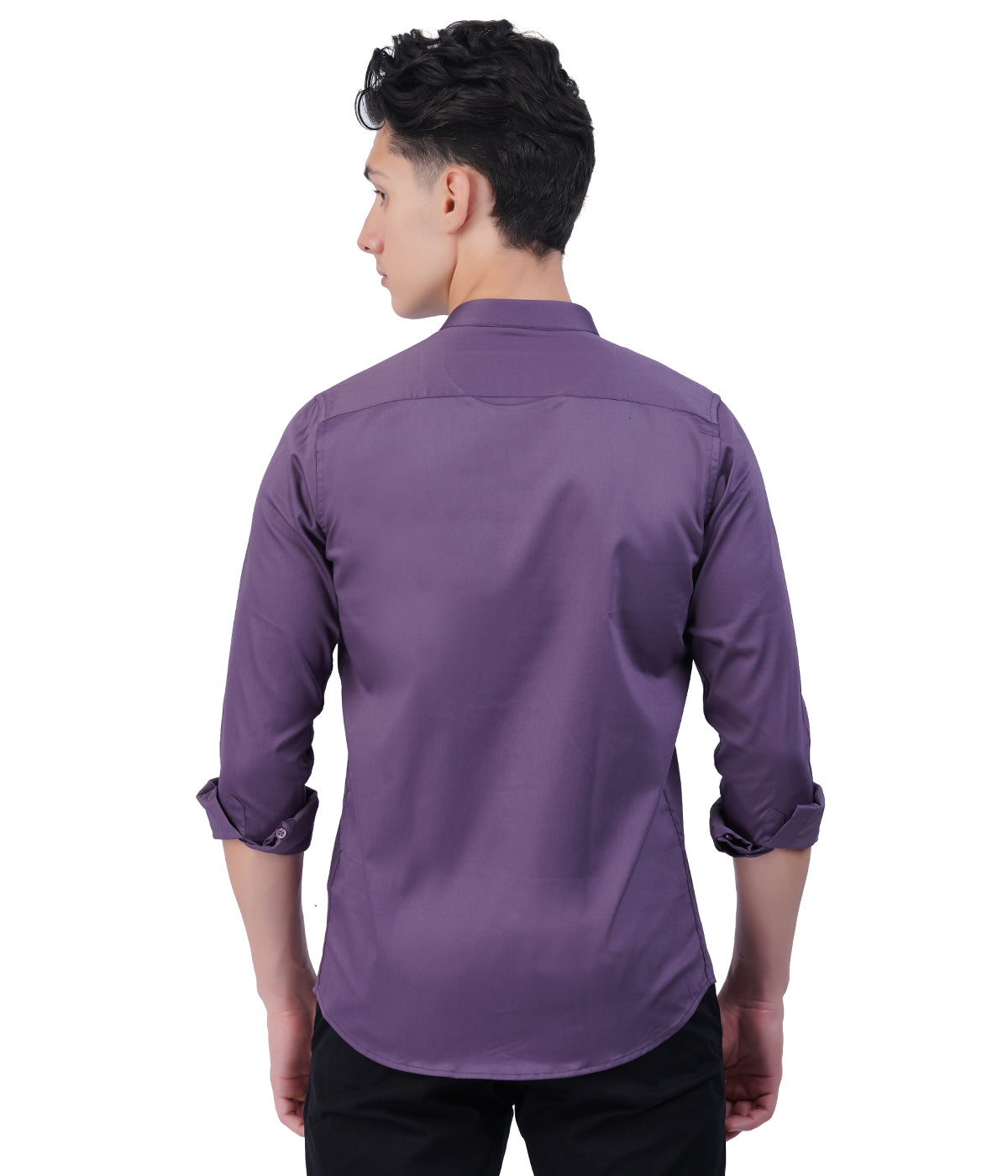 Men's Purple Mandarin Collar Shirt