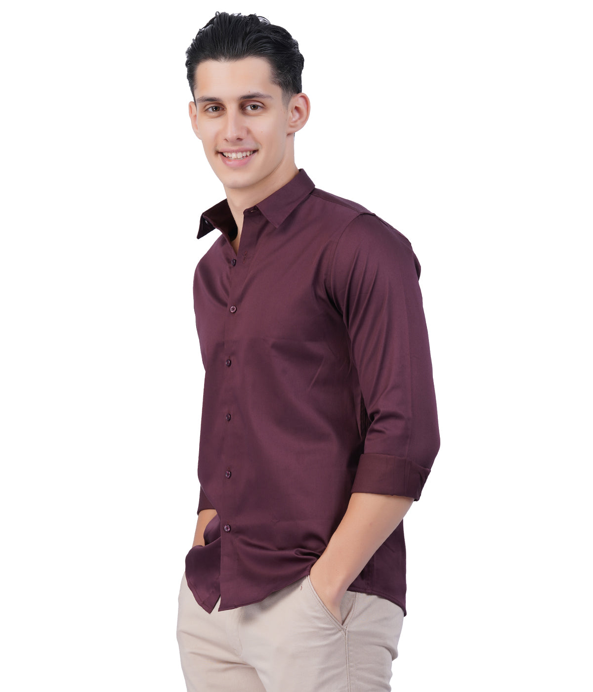 Men's Maroon Shirt – Full Sleeve Casual Shirt