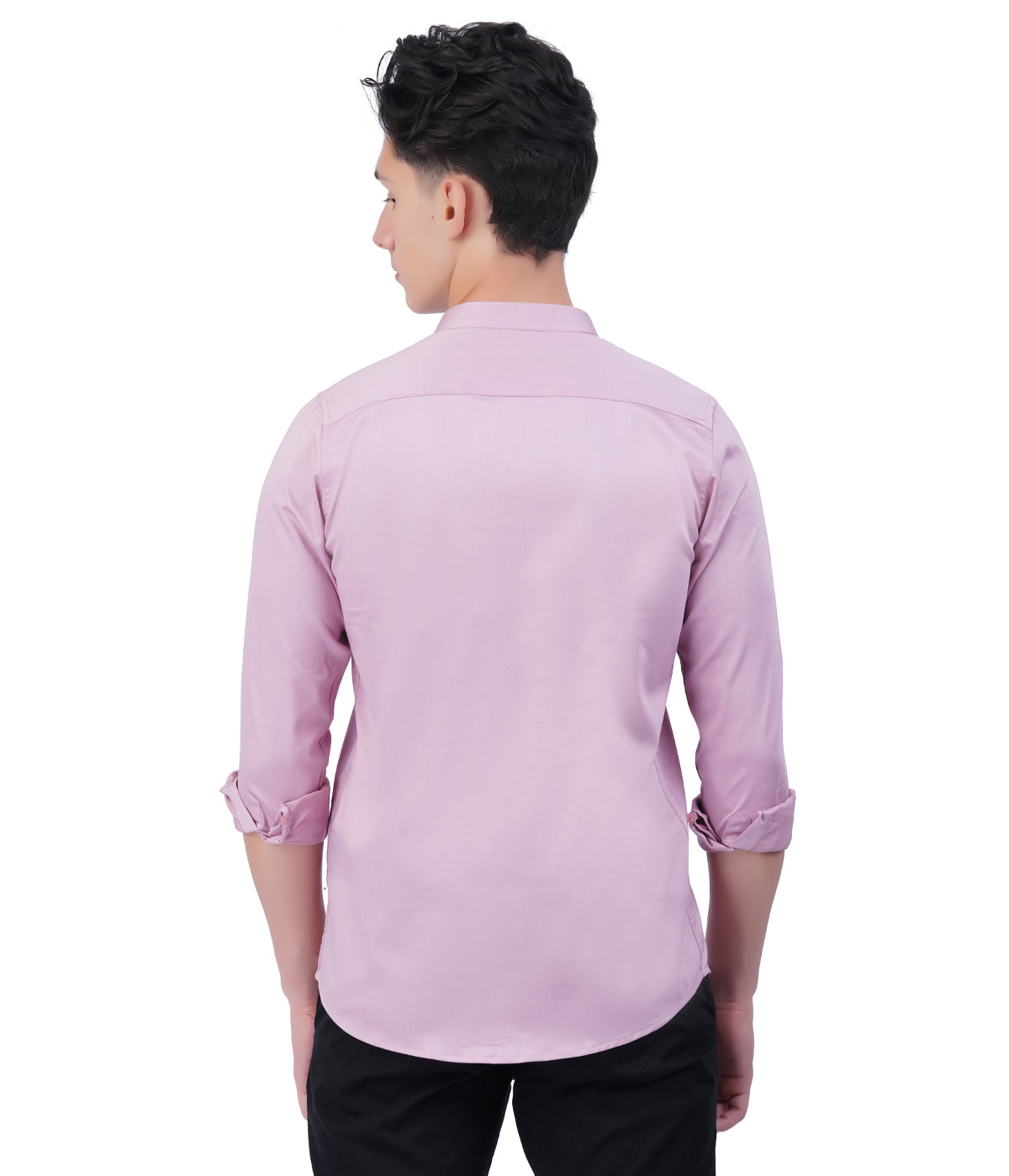 Men's Light Pink Mandarin Collar Shirt
