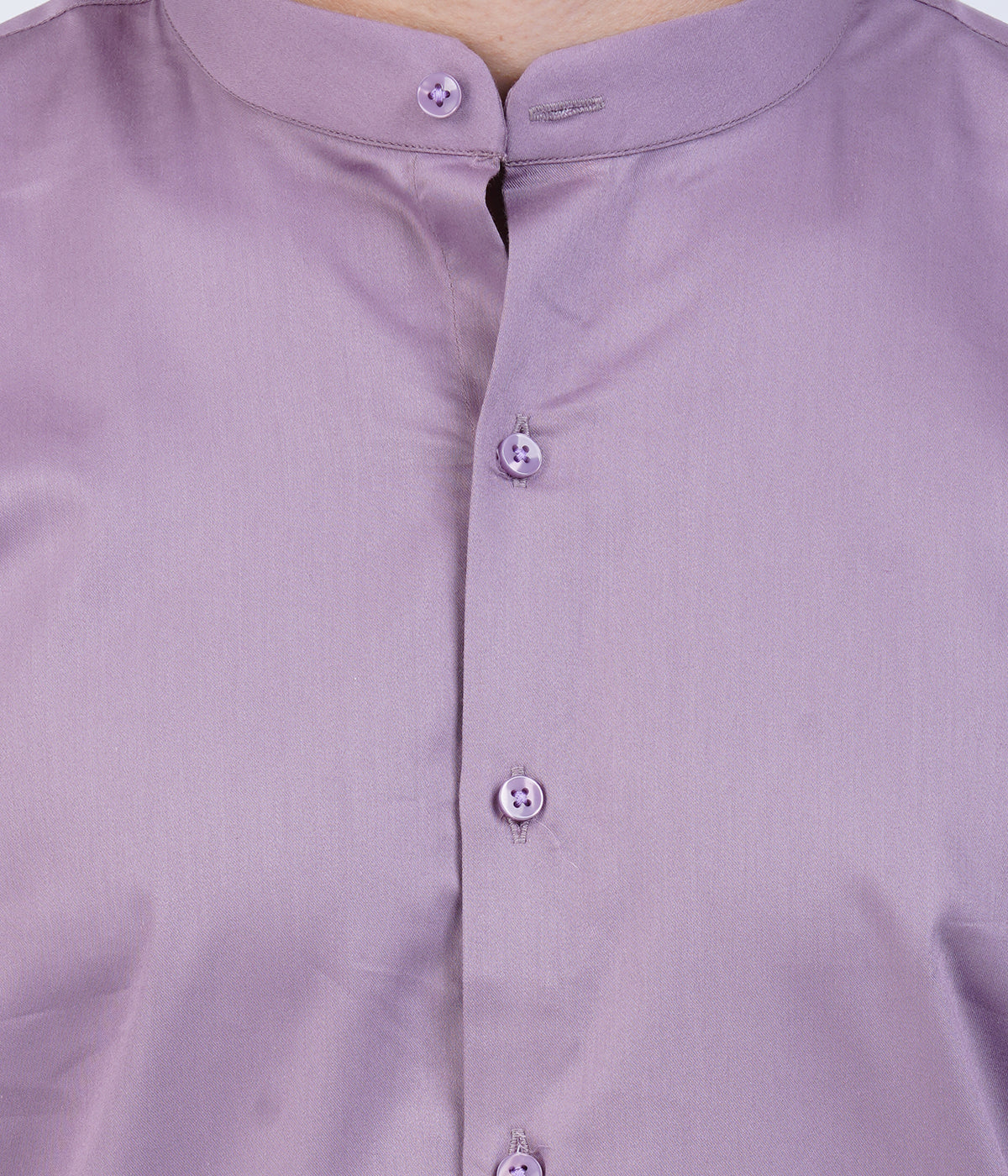 Men's Lavender Mandarin Collar Shirt
