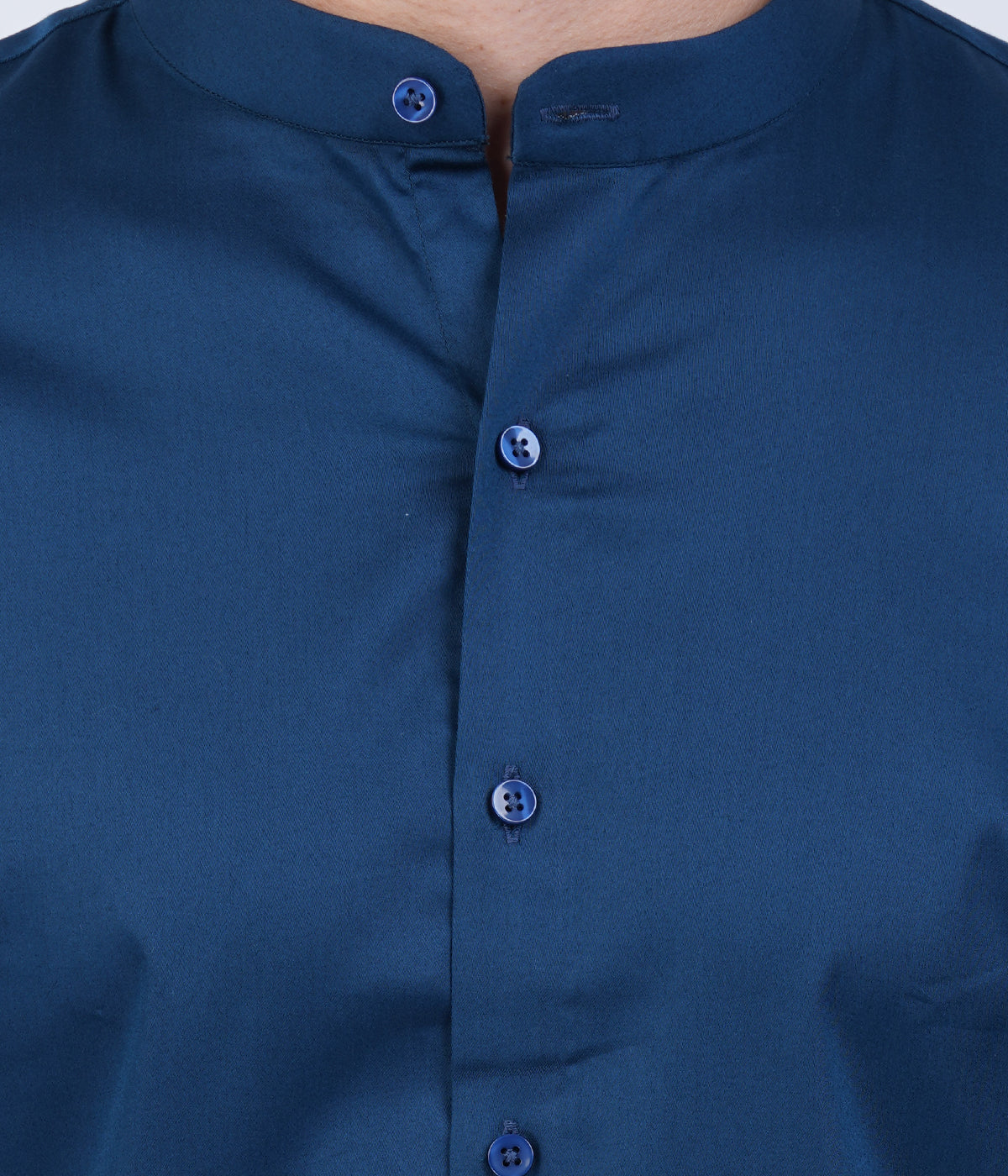 Men's Navy Blue Mandarin Collar Shirt