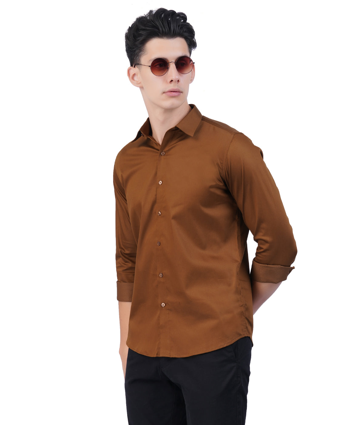 Men's Brown Shirt with Full Sleeves