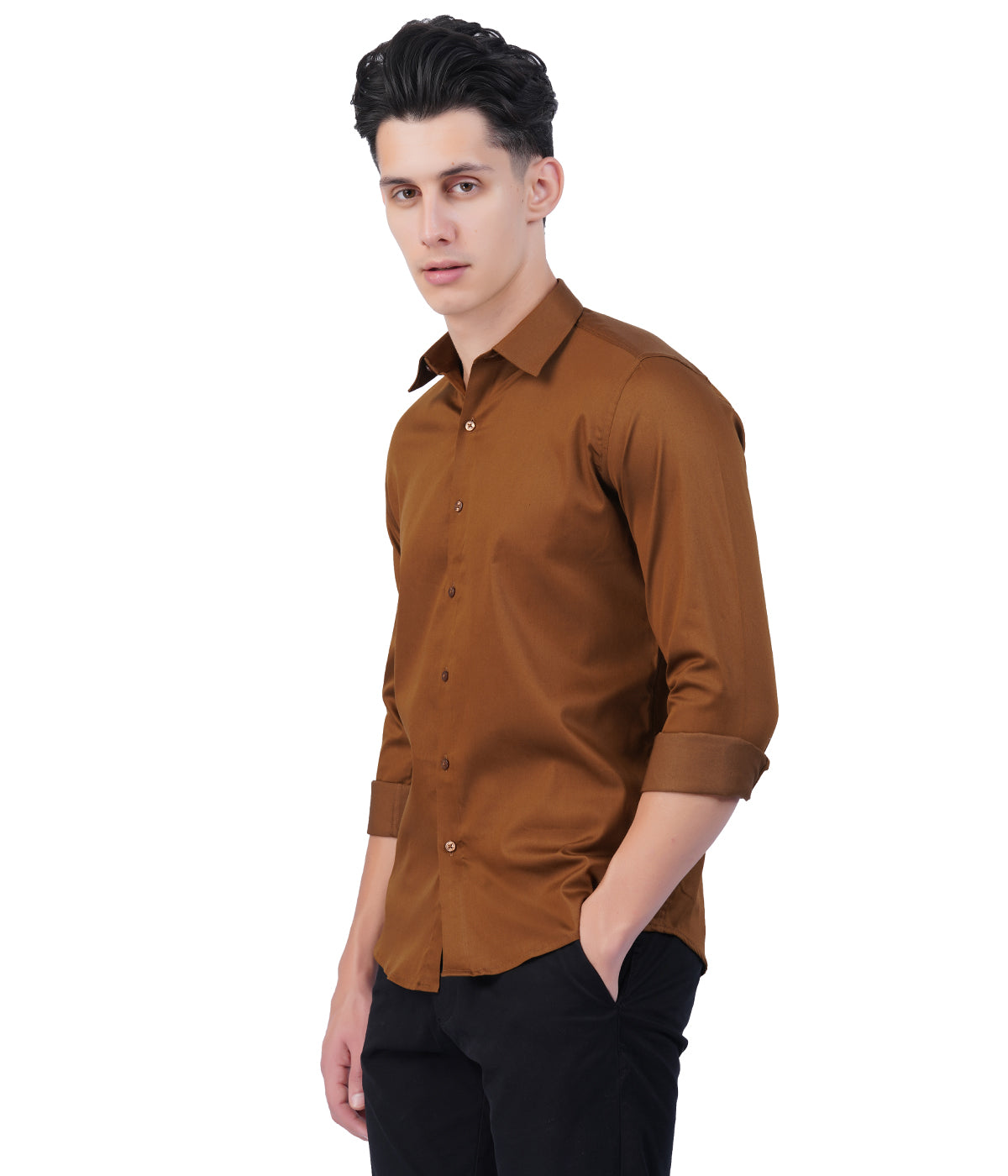 Men's Brown Shirt with Full Sleeves