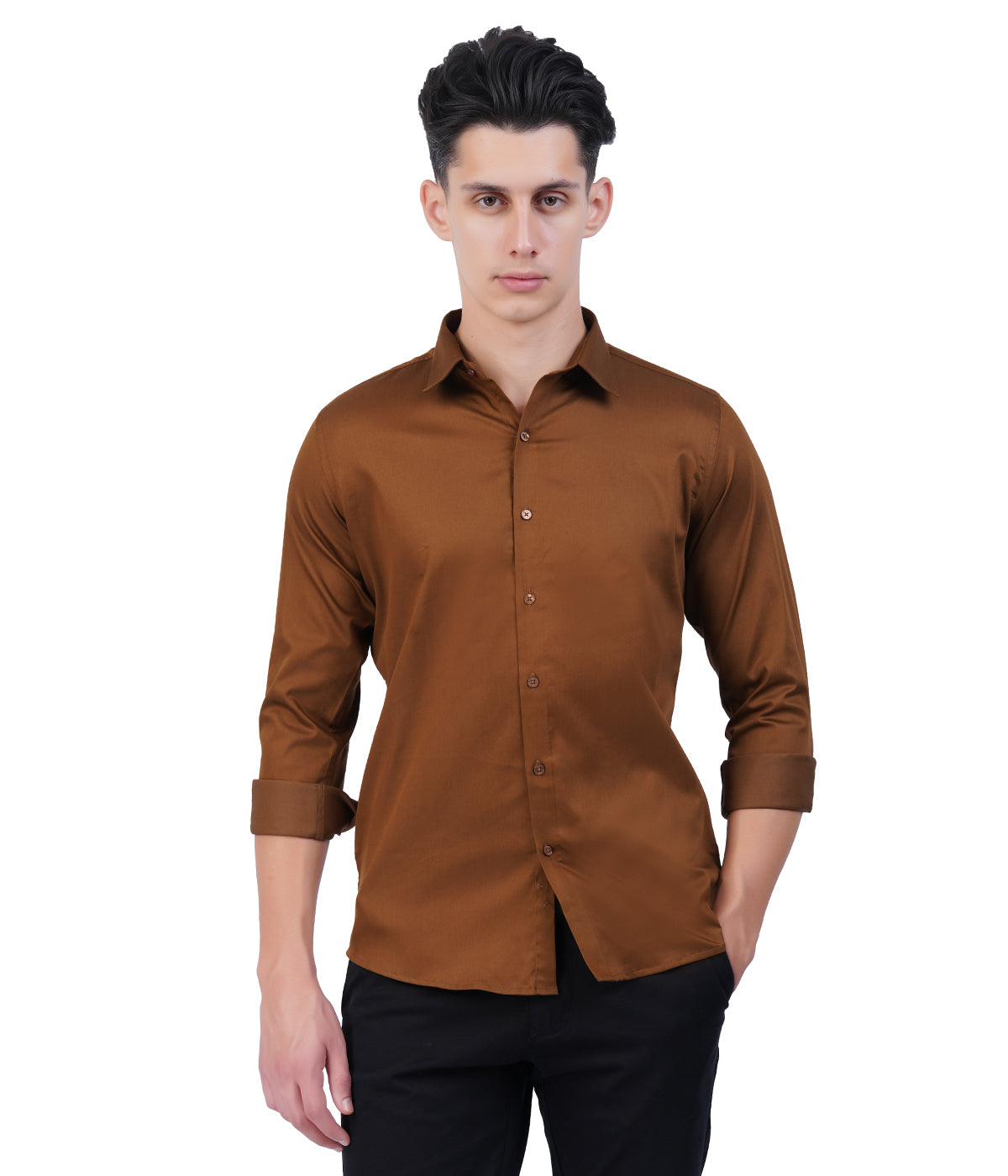Men's Brown Shirt with Full Sleeves
